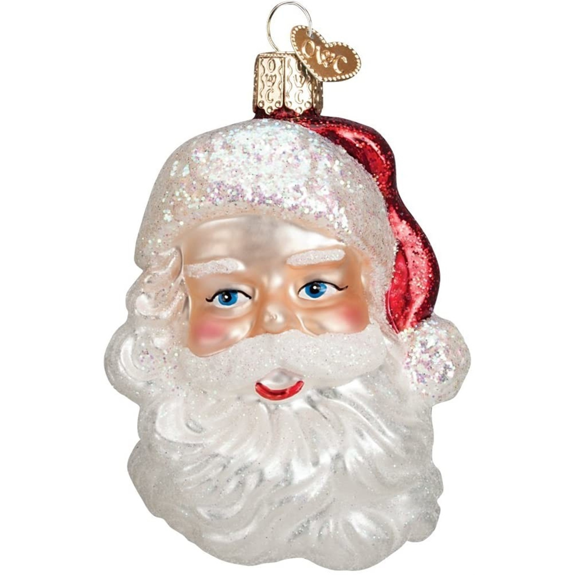 Old World Christmas Blown Glass Ornament for Christmas Tree, Santa Head