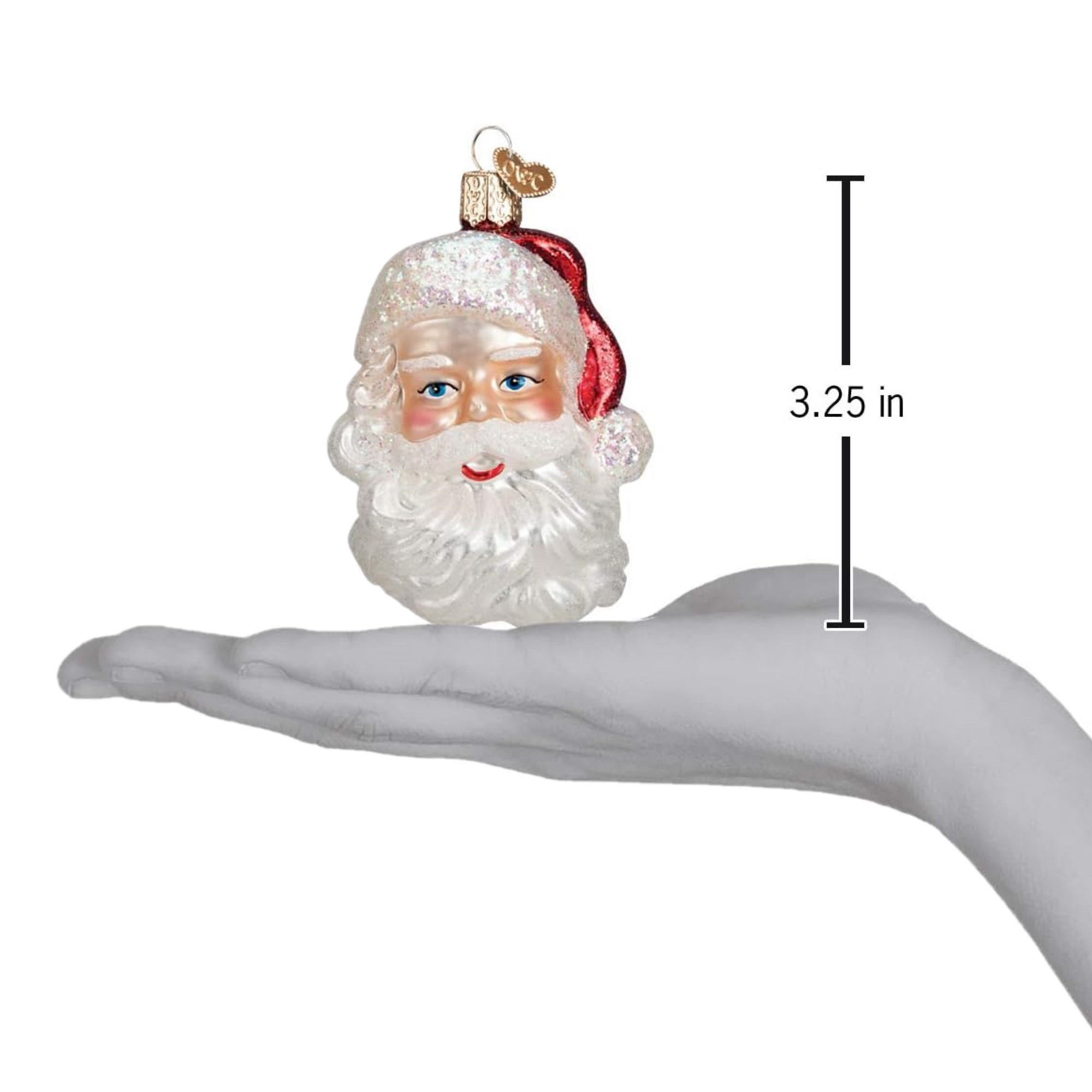 Old World Christmas Blown Glass Ornament for Christmas Tree, Santa Head
