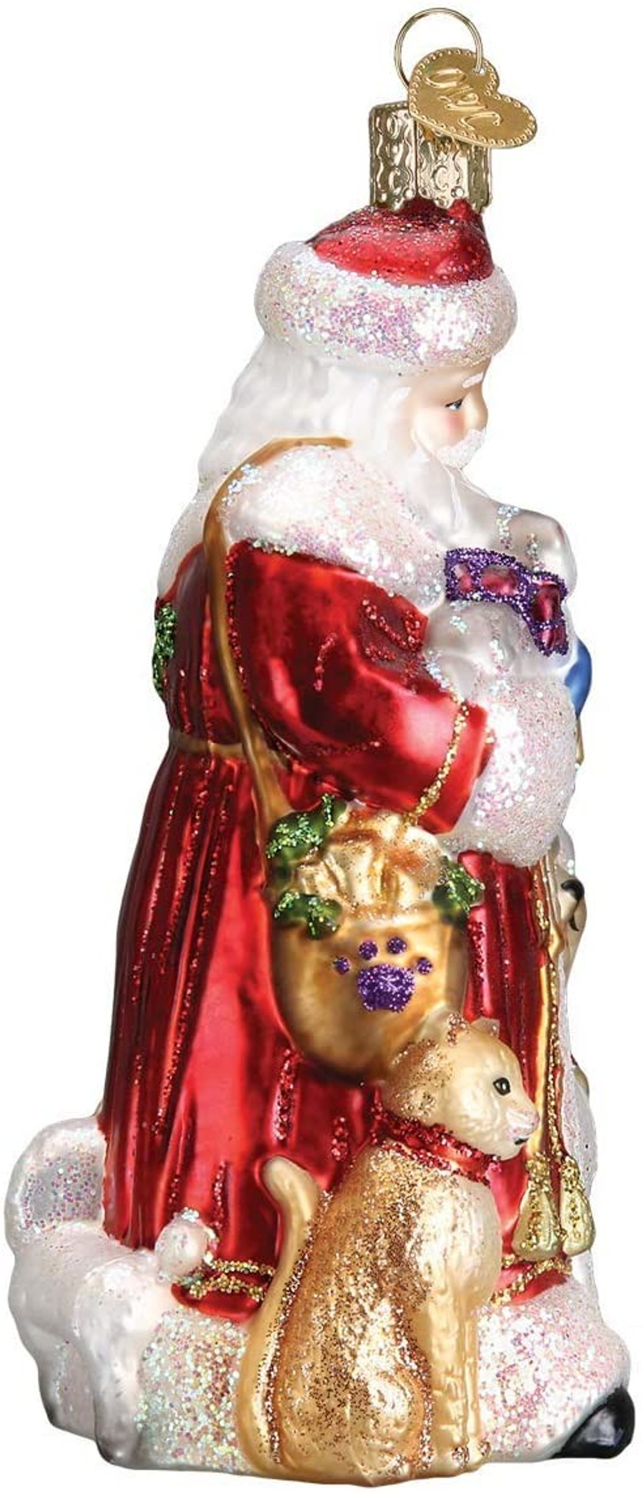 Old World Christmas Glass Blown Ornament, Santa's Furry Friends (With OWC Gift Box)