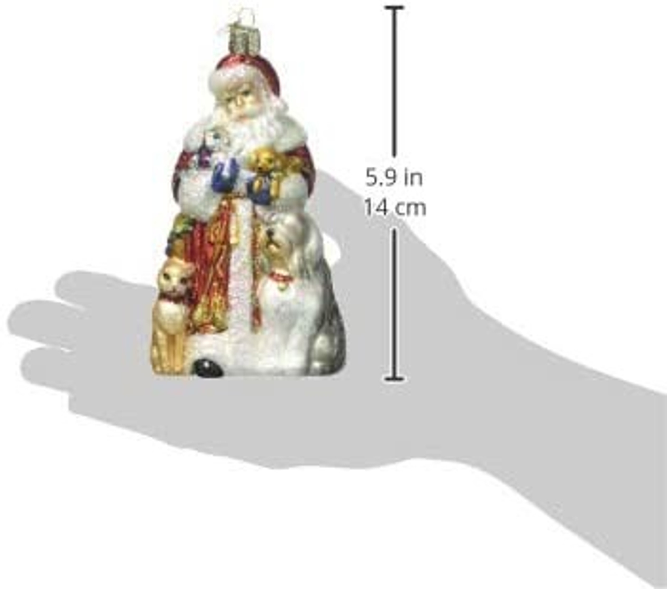 Old World Christmas Glass Blown Ornament, Santa's Furry Friends (With OWC Gift Box)