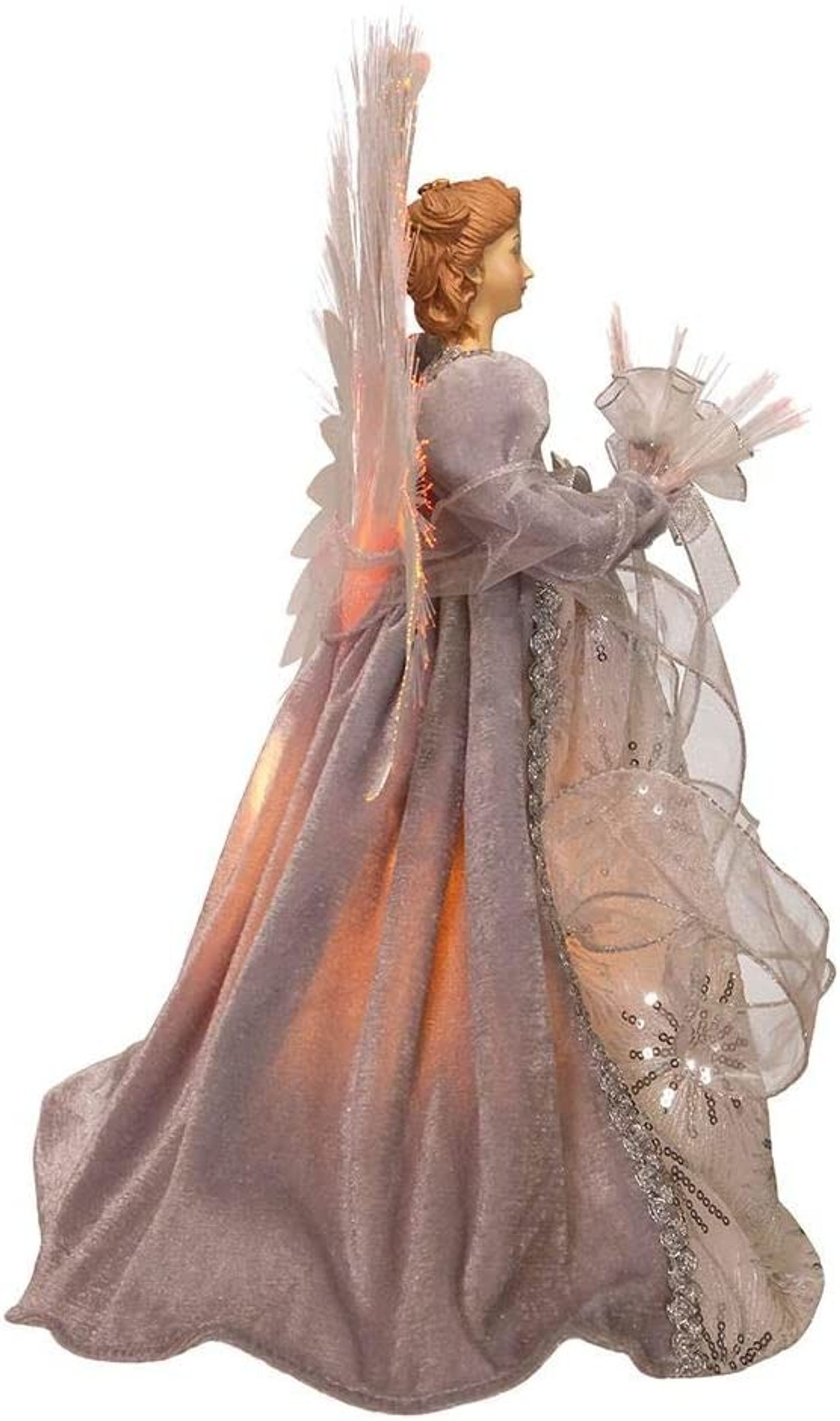 Kurt Adler (AD0601) 16-Inch Fiber Optic White, Silver & Gray Angel Tree Topper