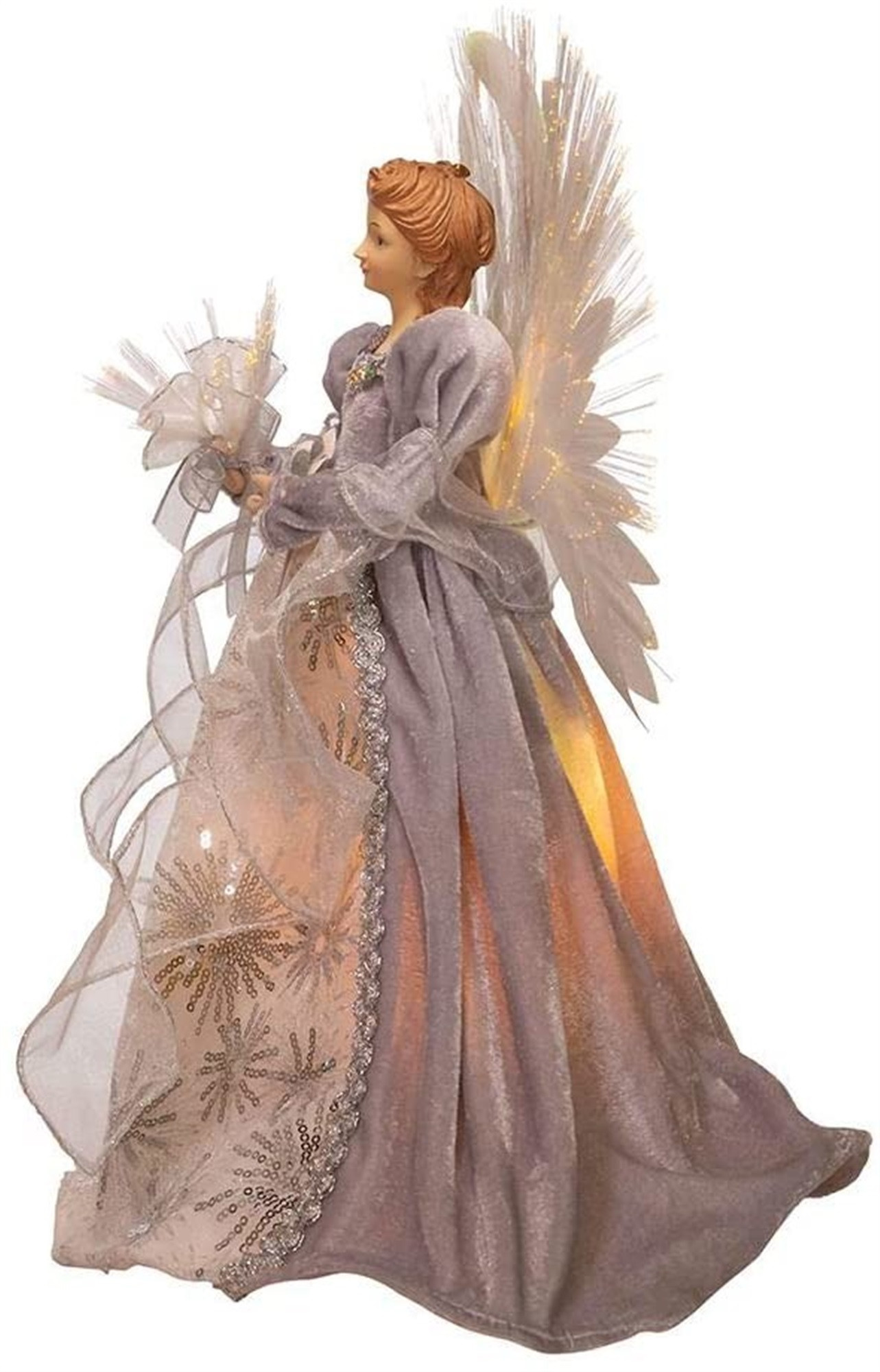 Kurt Adler (AD0601) 16-Inch Fiber Optic White, Silver & Gray Angel Tree Topper