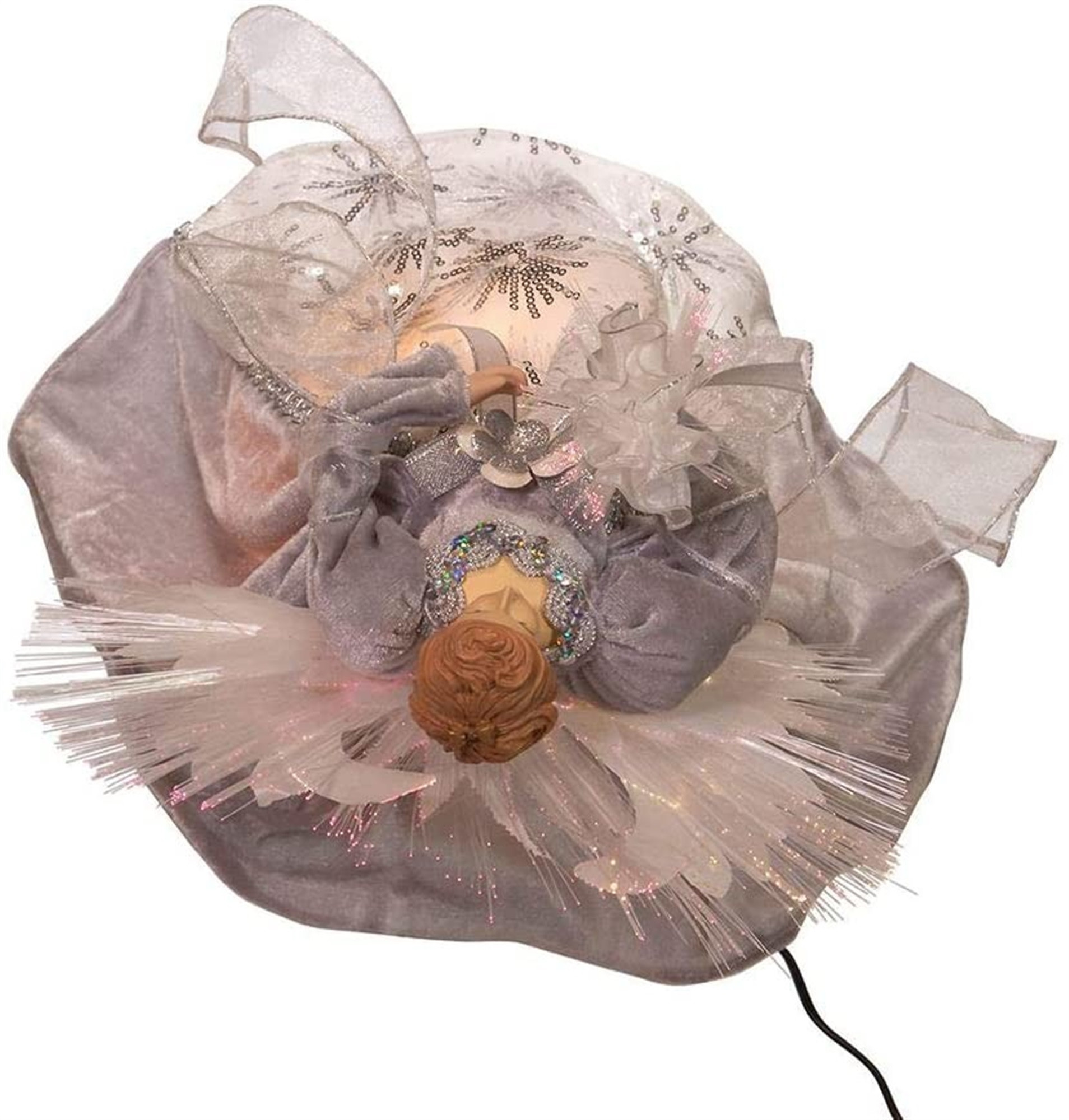 Kurt Adler (AD0601) 16-Inch Fiber Optic White, Silver & Gray Angel Tree Topper