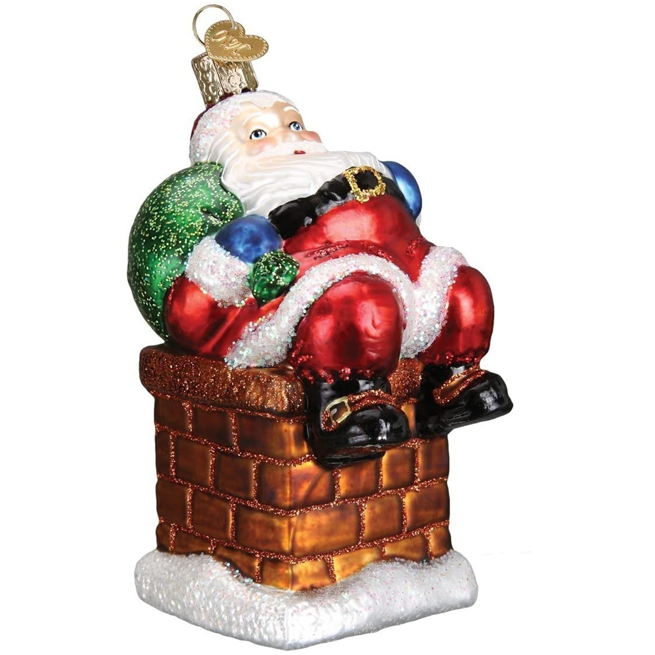 Old World Christmas Glass Blown Ornament, Chimney Stop Santa (With OWC Gift Box)