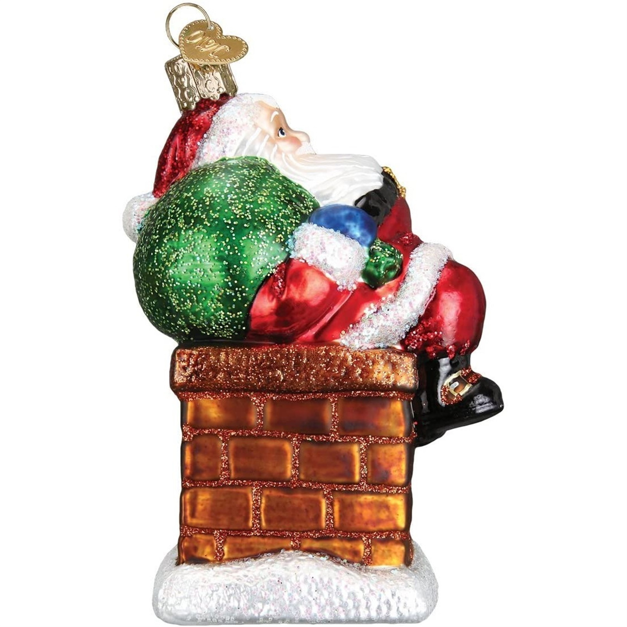 Old World Christmas Glass Blown Ornament, Chimney Stop Santa (With OWC Gift Box)