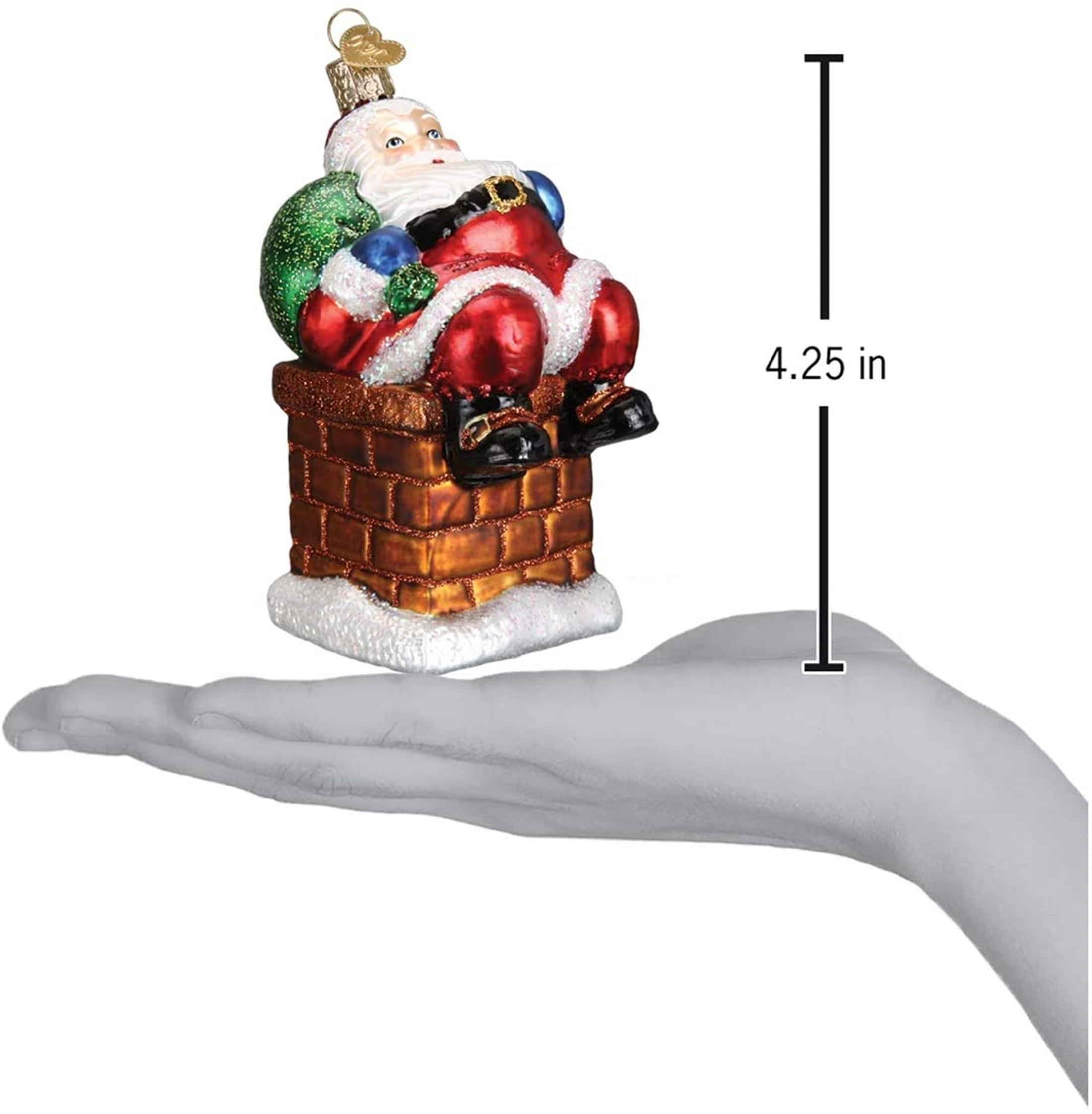 Old World Christmas Glass Blown Ornament, Chimney Stop Santa (With OWC Gift Box)