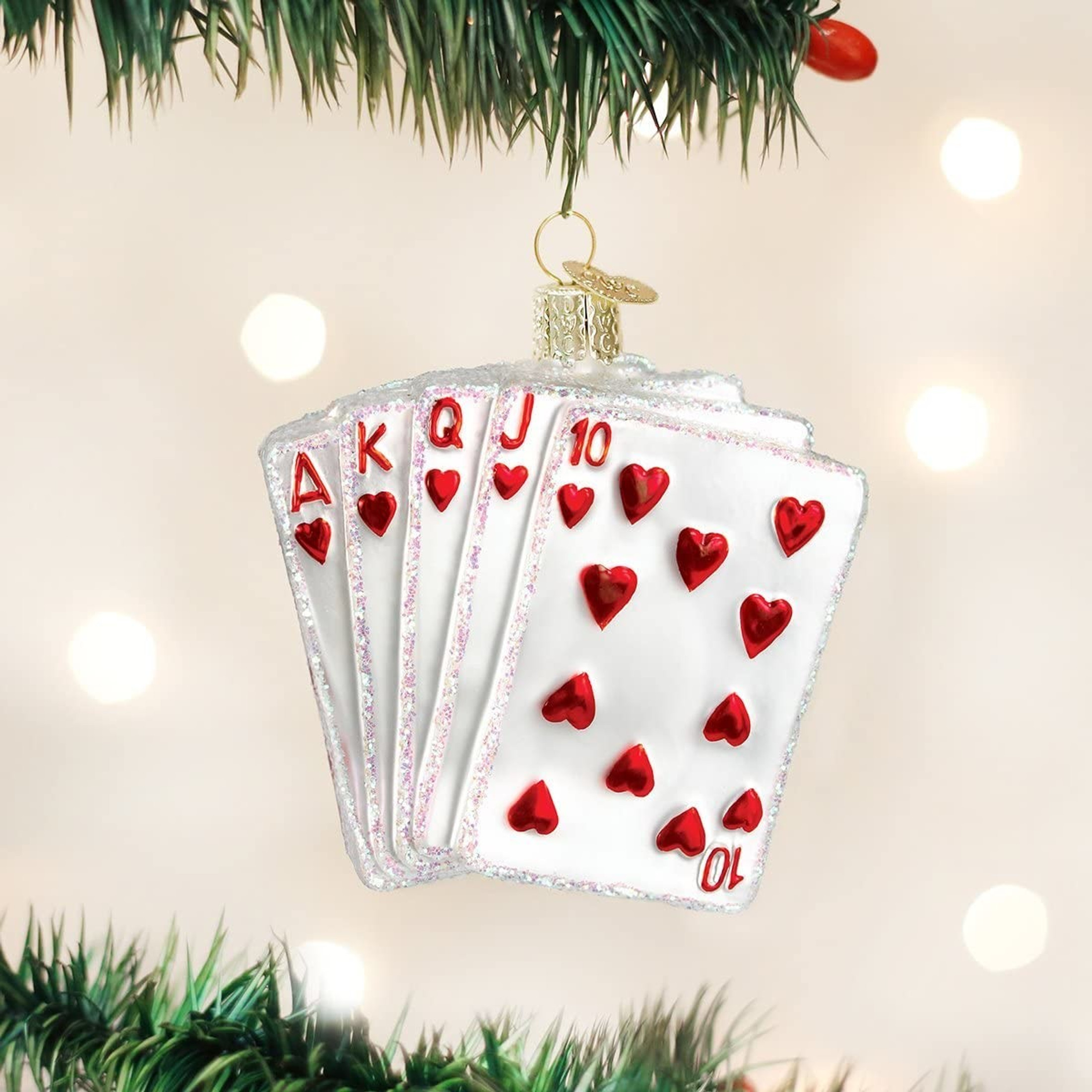 Old World Christmas Glass Blown Ornament, Royal Flush (With OWC Gift Box)