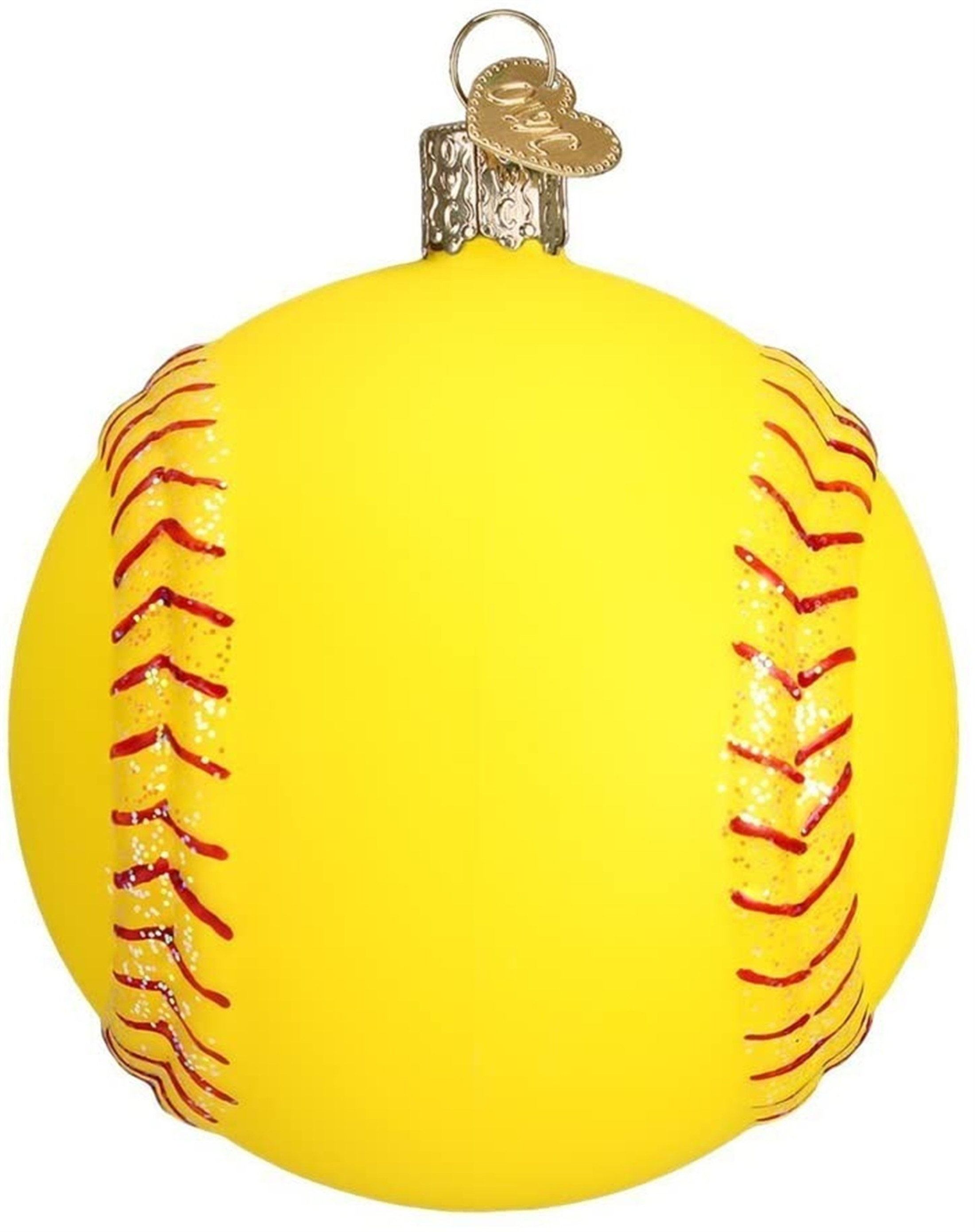 Old World Christmas Glass Blown Ornament, Softball (With OWC Gift Box)