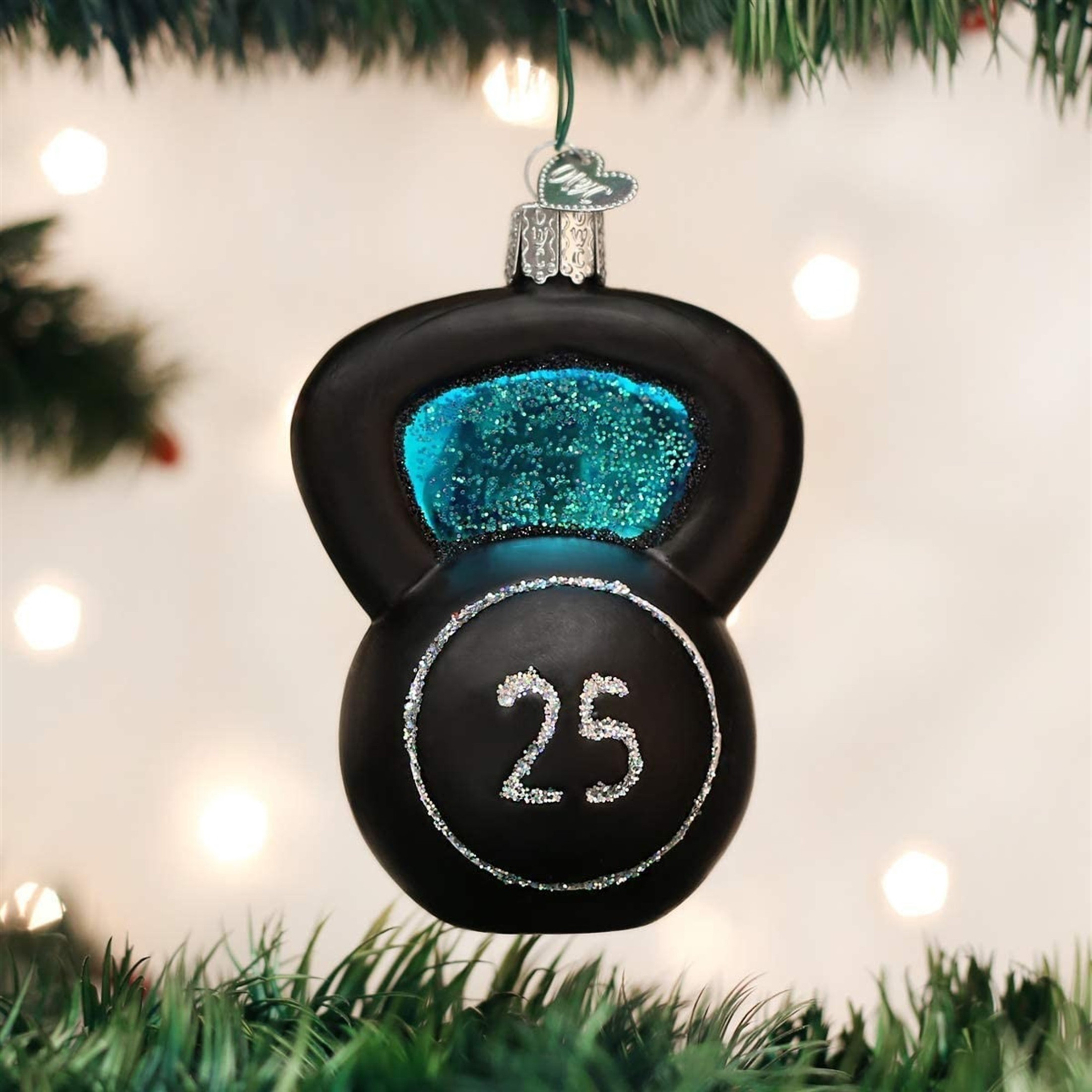 Old World Christmas Blown Glass Ornament for Christmas Tree, Kettlebell Weight