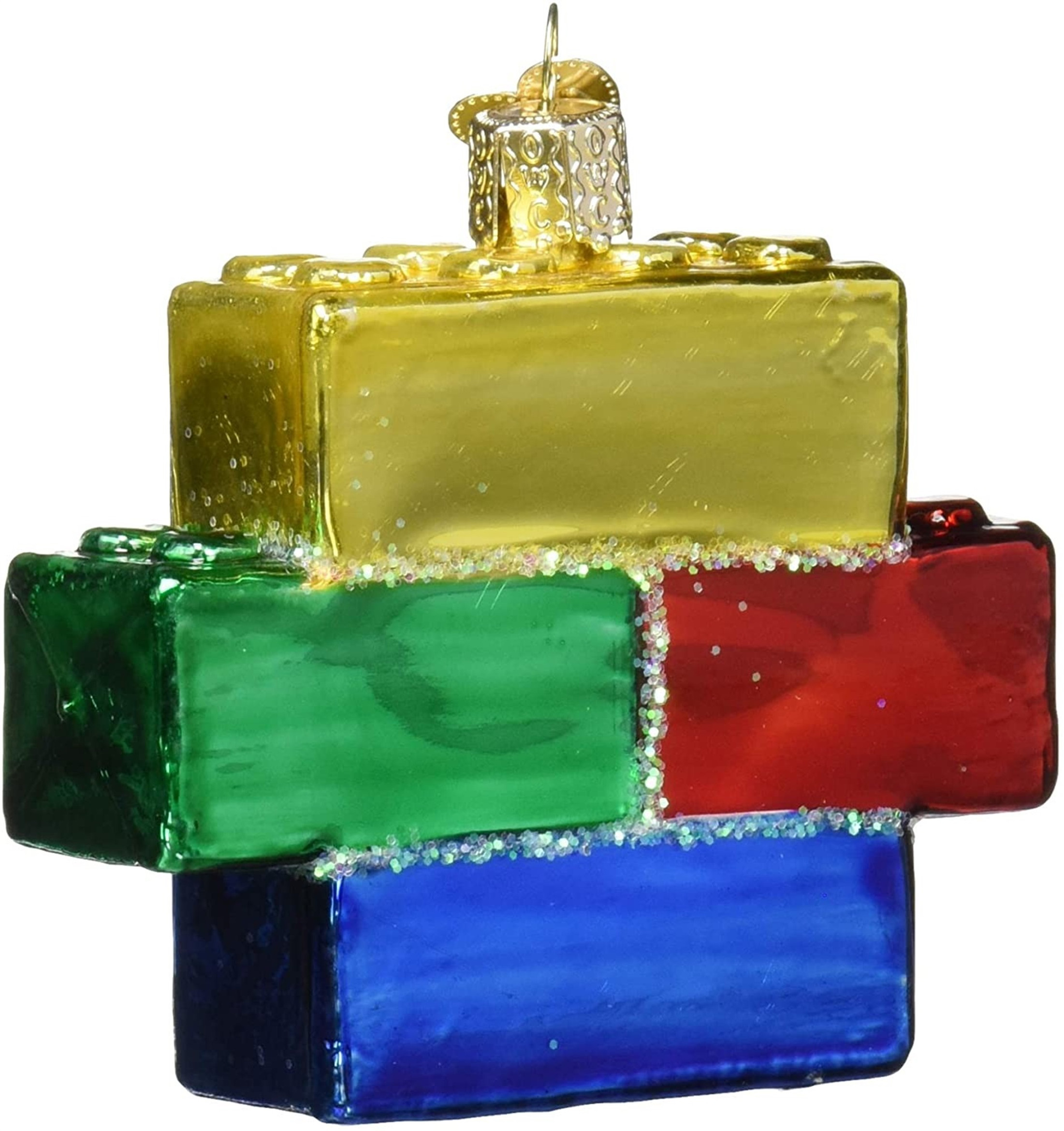 Old World Christmas Glass Blown Building Blocks Ornament