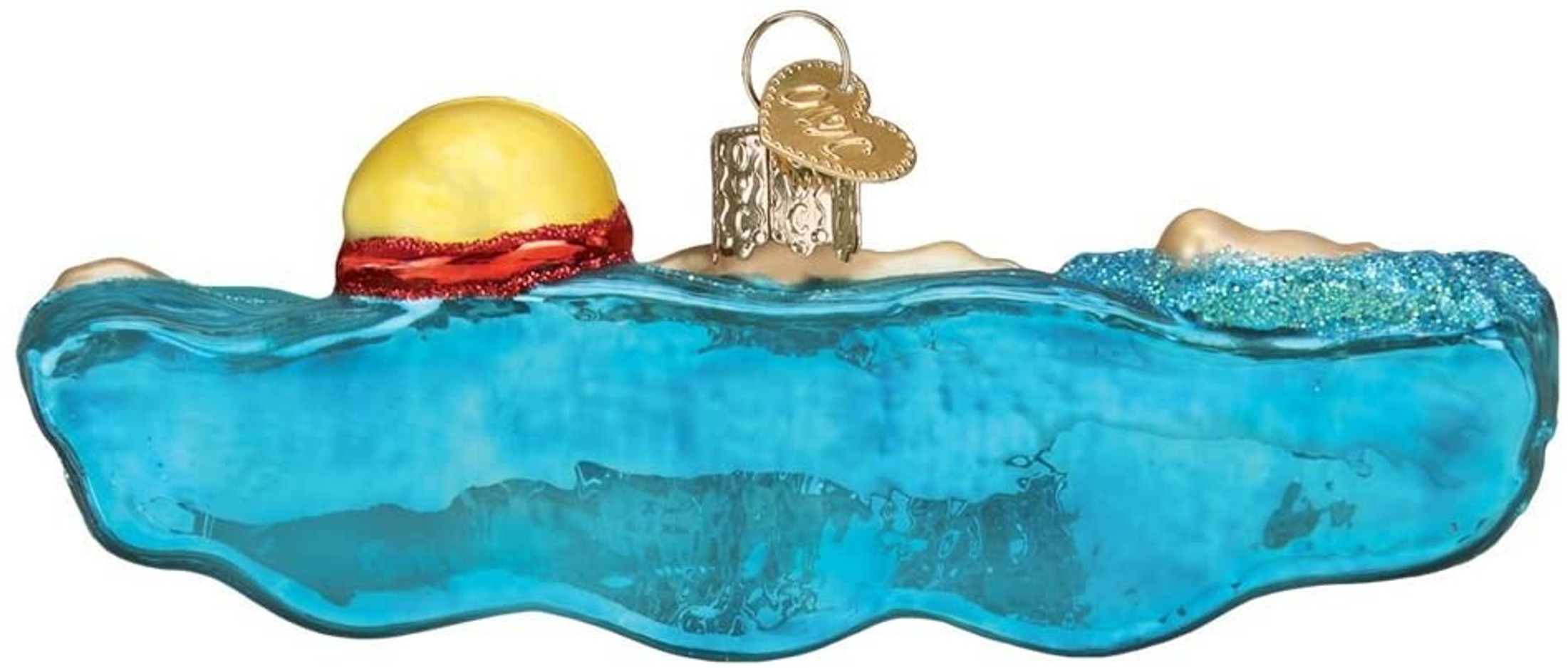 Old World Christmas Glass Blown Ornament, Swimming (With OWC Gift Box)