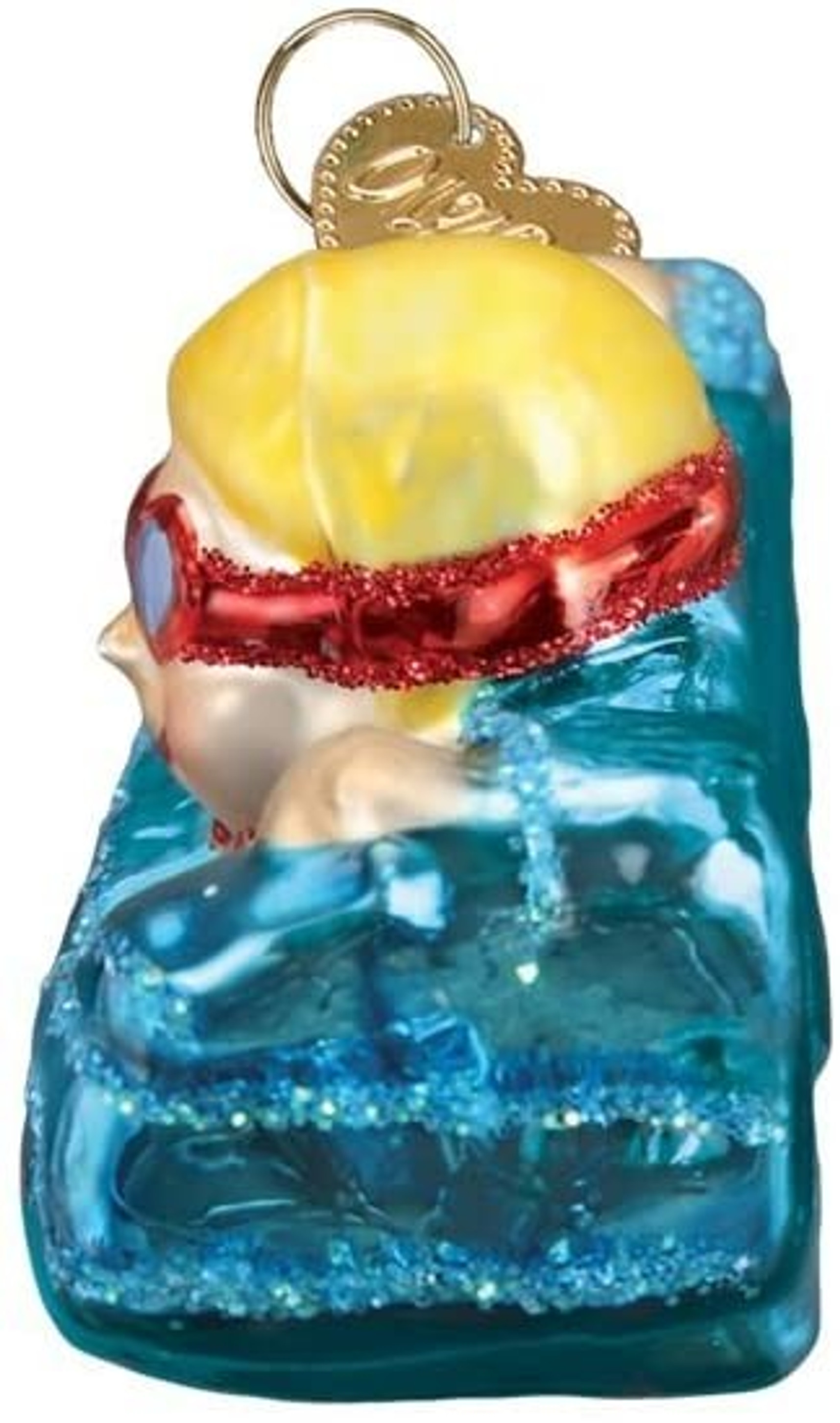 Old World Christmas Glass Blown Ornament, Swimming (With OWC Gift Box)
