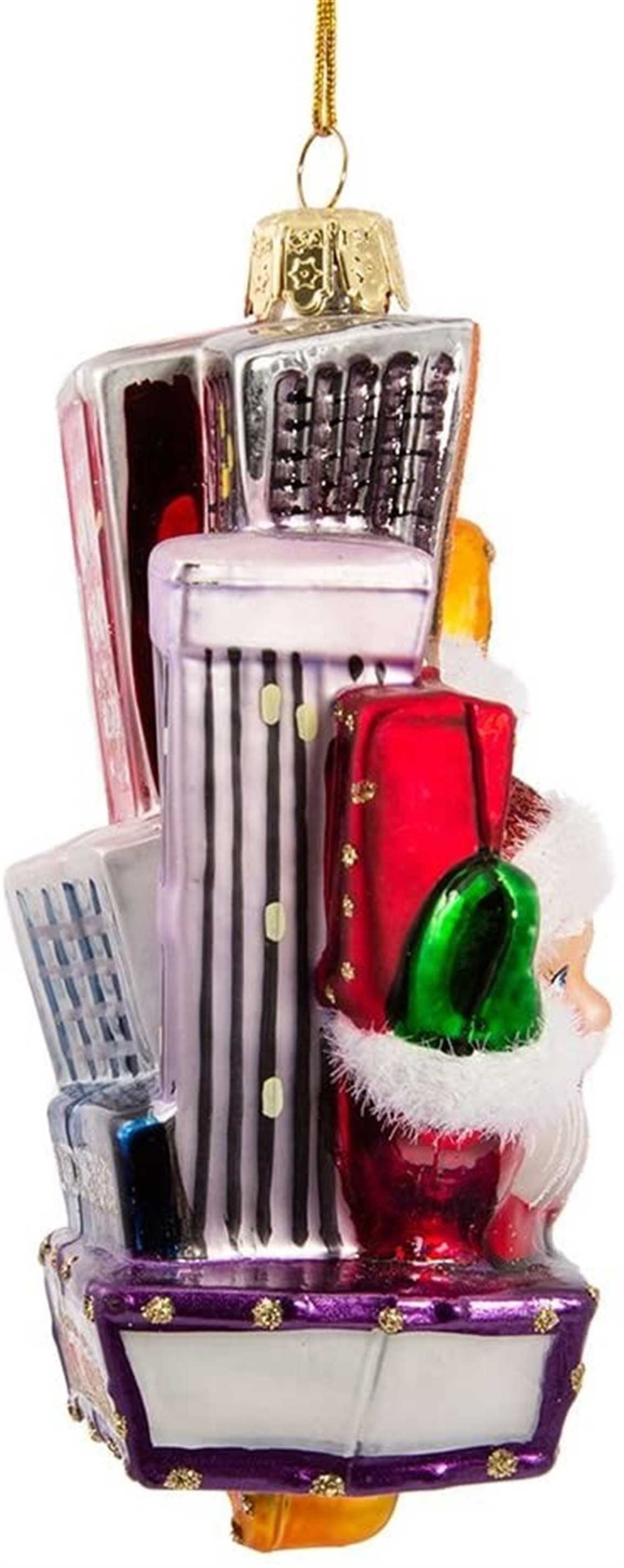 Kurt Adler Glass Ornament for Christmas Tree, Santa on Broadway