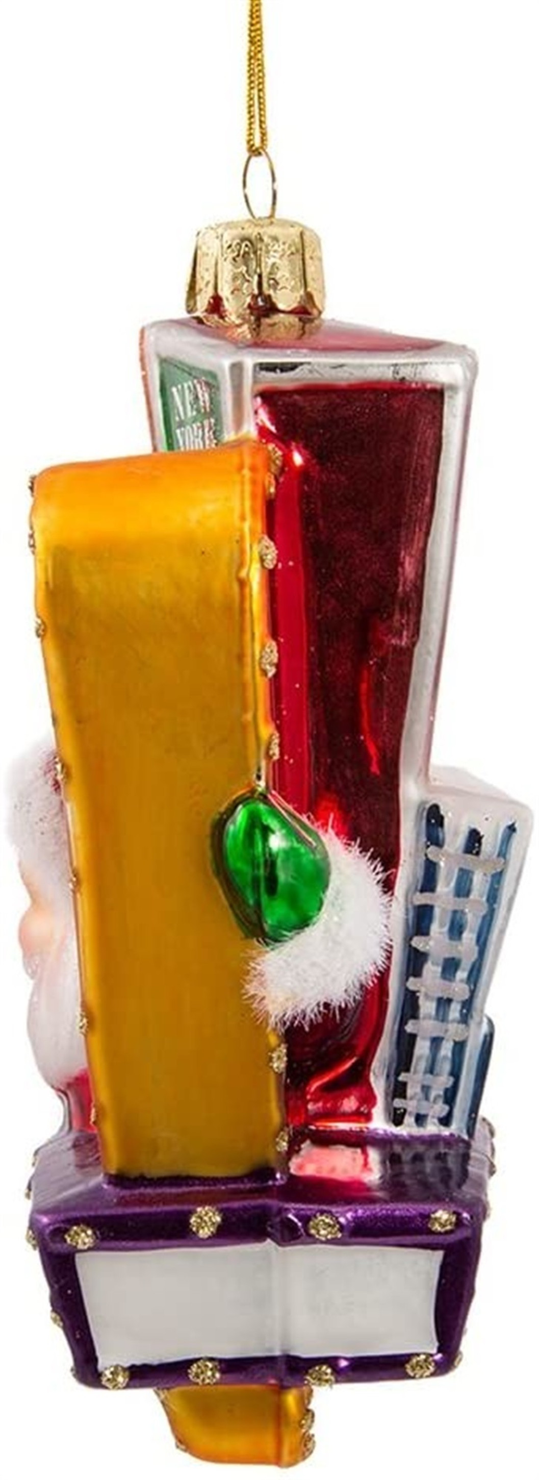 Kurt Adler Glass Ornament for Christmas Tree, Santa on Broadway