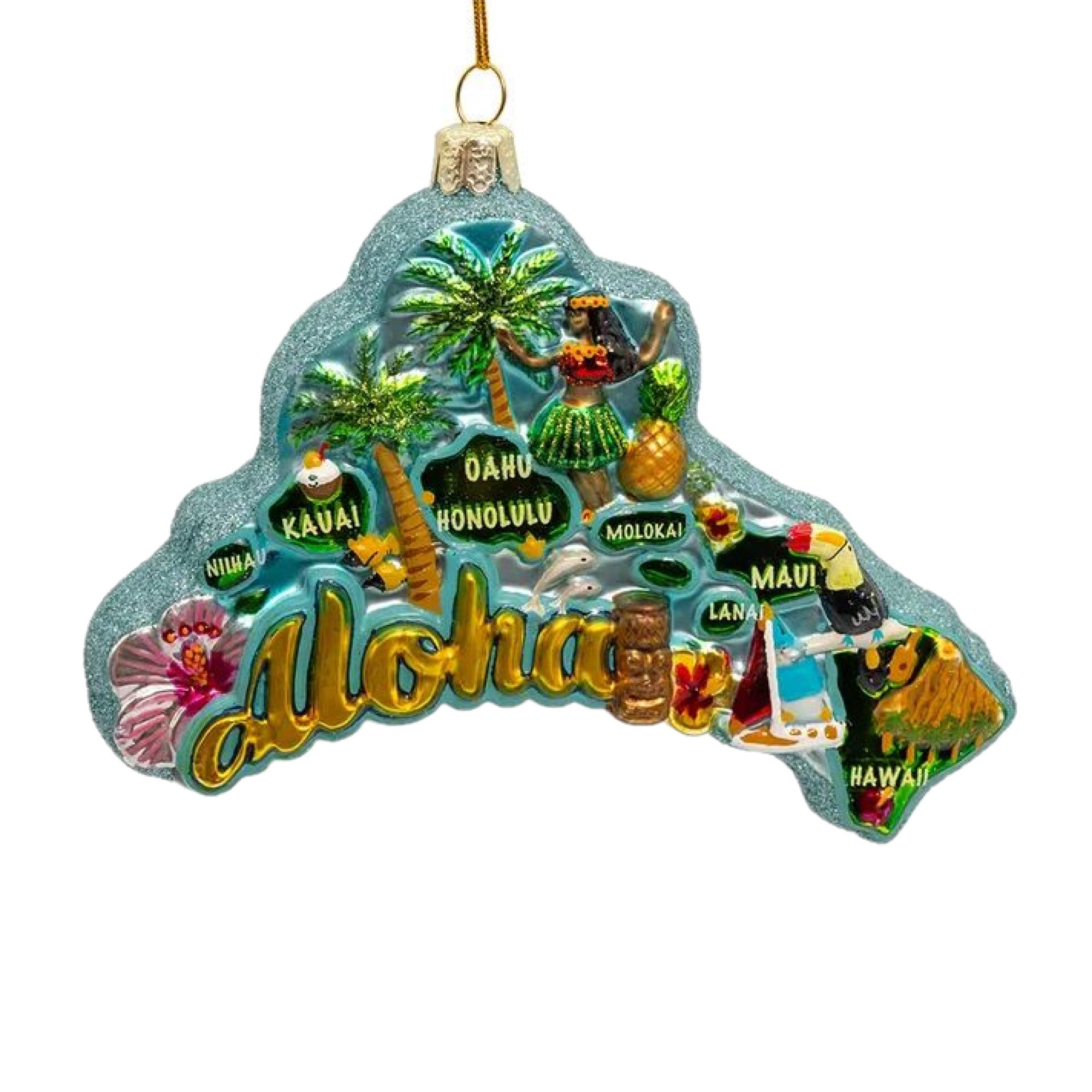 Kurt S. Adler #C7742 Hawaii Cityscape Glass Ornament, 5 Inch