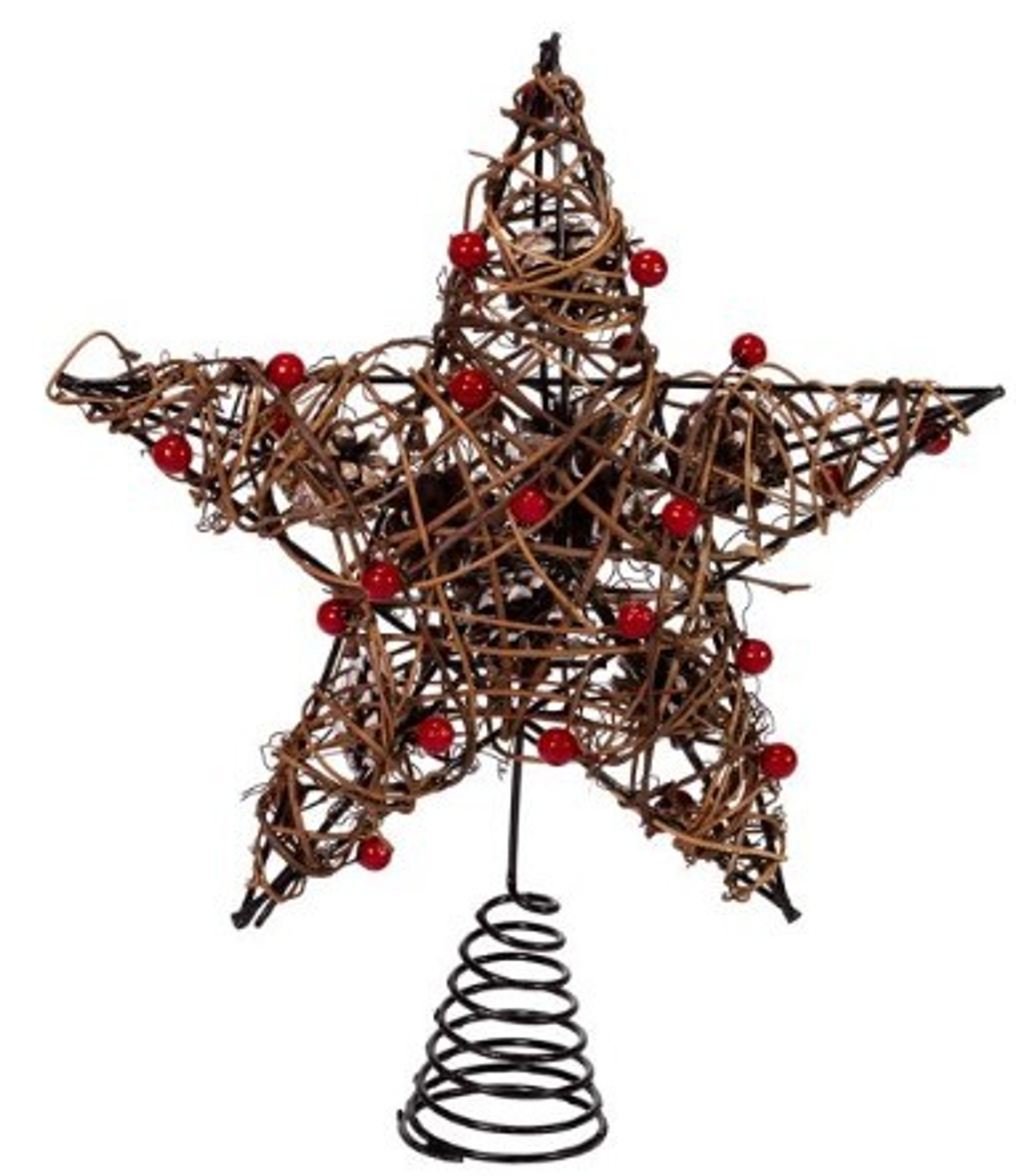 Kurt S. Adler (#H4201) Natural Brown Star With Berries Treetop, 12"