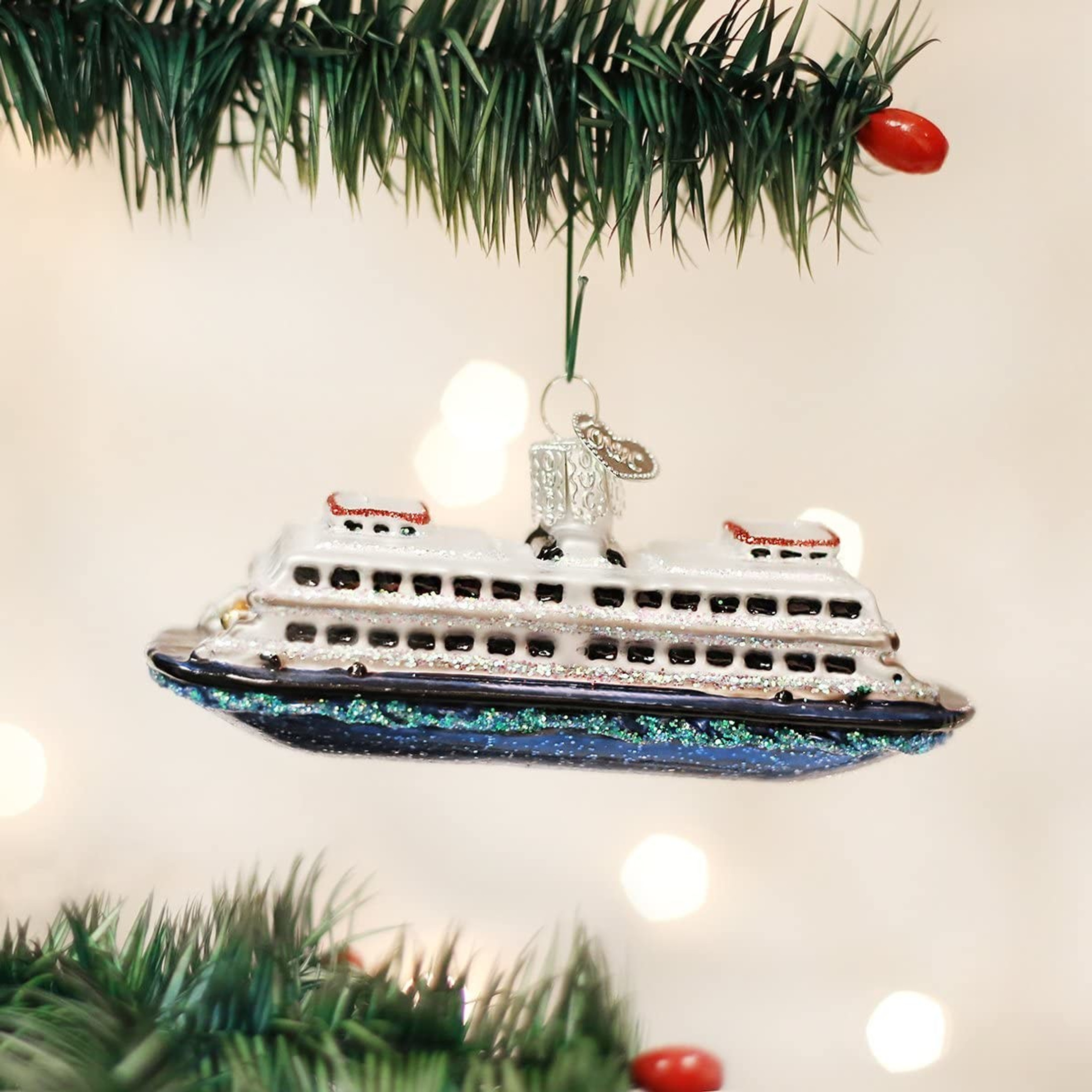 Old World Christmas Glass Blown Ornament, Ferry (With OWC Gift Box)