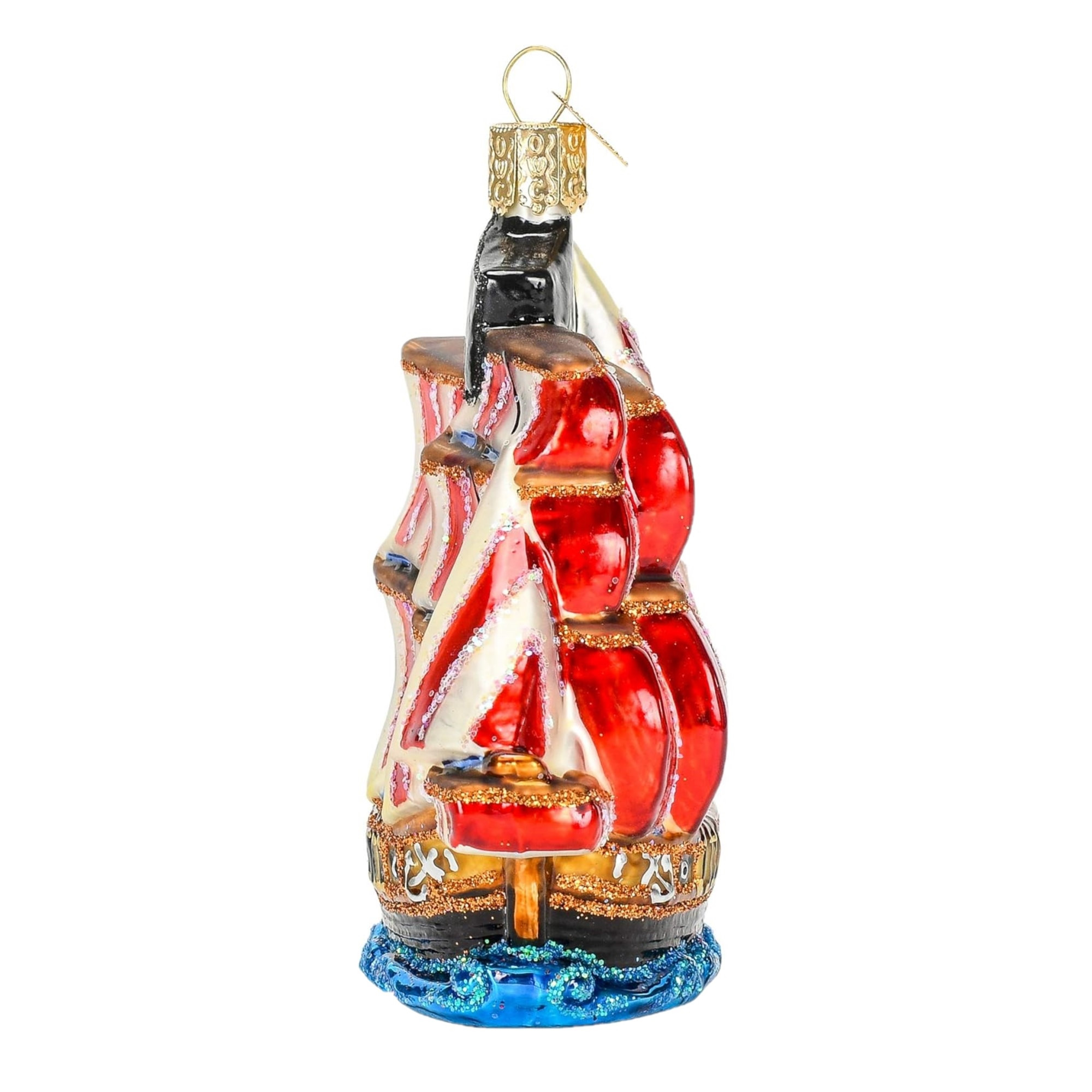 Old World Christmas Blown Glass Ornament for Christmas Tree, Pirate Ship