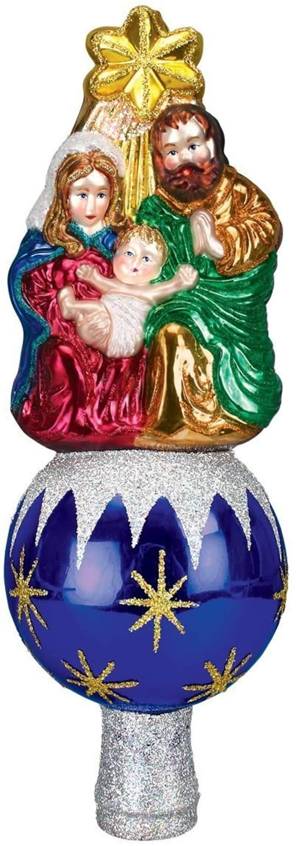 Old World Christmas Glass Blown Nativity Tree Top Ornament