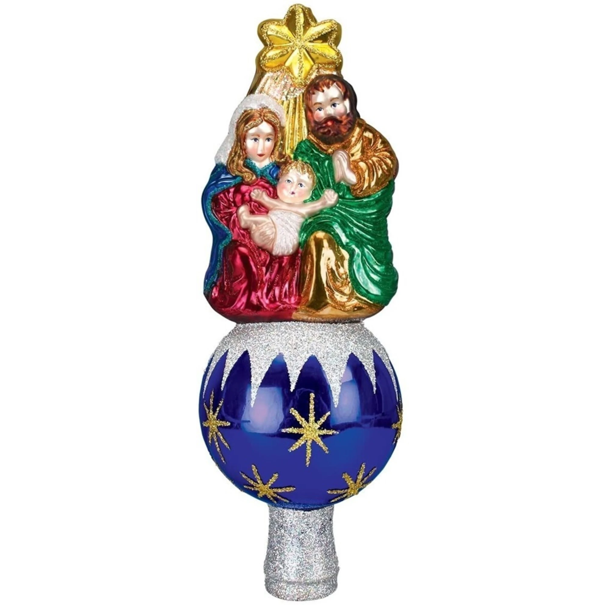 Old World Christmas Blown Glass Tree Topper, Nativity, 9.25in