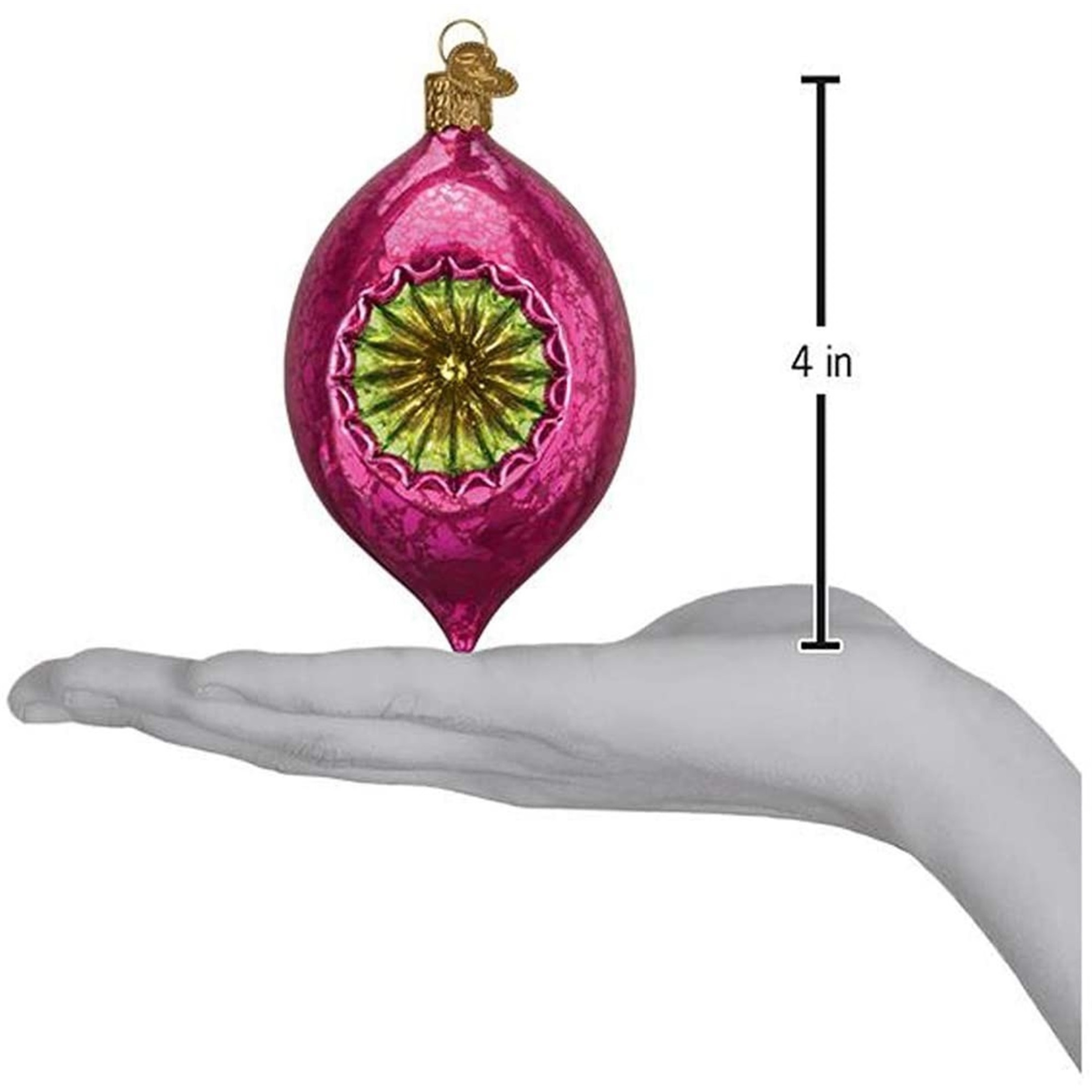 Old World Christmas Glass Blown Ornament, Dazzling Fuchsia Reflection (With OWC Gift Box)