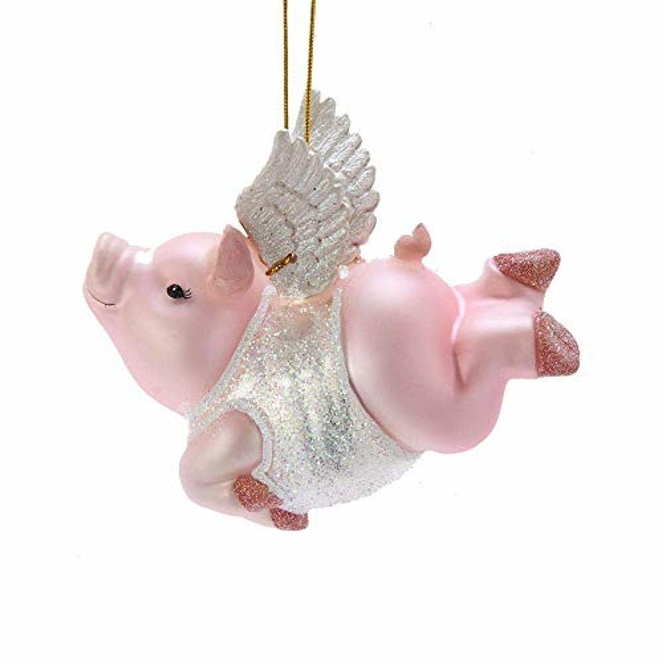 Kurt Adler (NB1456) Noble Gems Flying Pig Glass Ornament