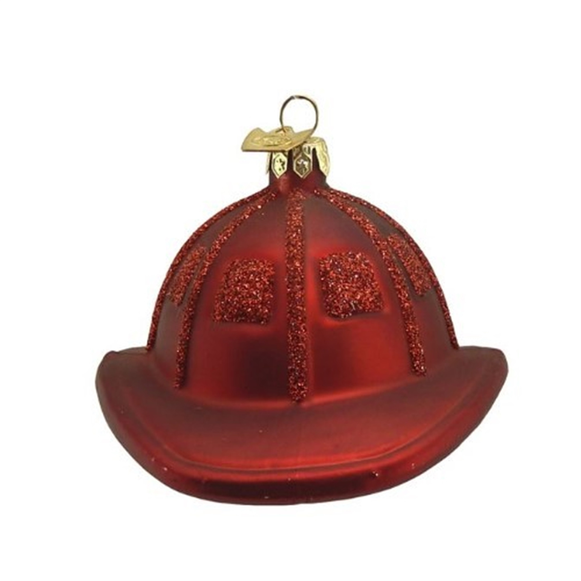 Kurt Adler Noble Gems Glass Ornament for Christmas Tree, Red Firefighter Helmet