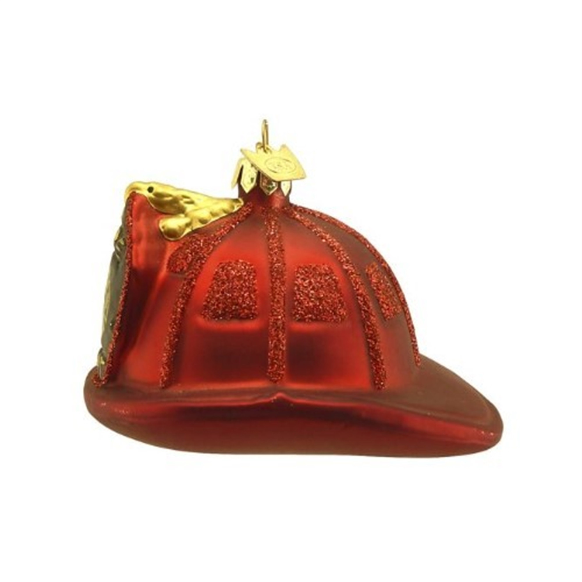 Kurt Adler Noble Gems Glass Ornament for Christmas Tree, Red Firefighter Helmet