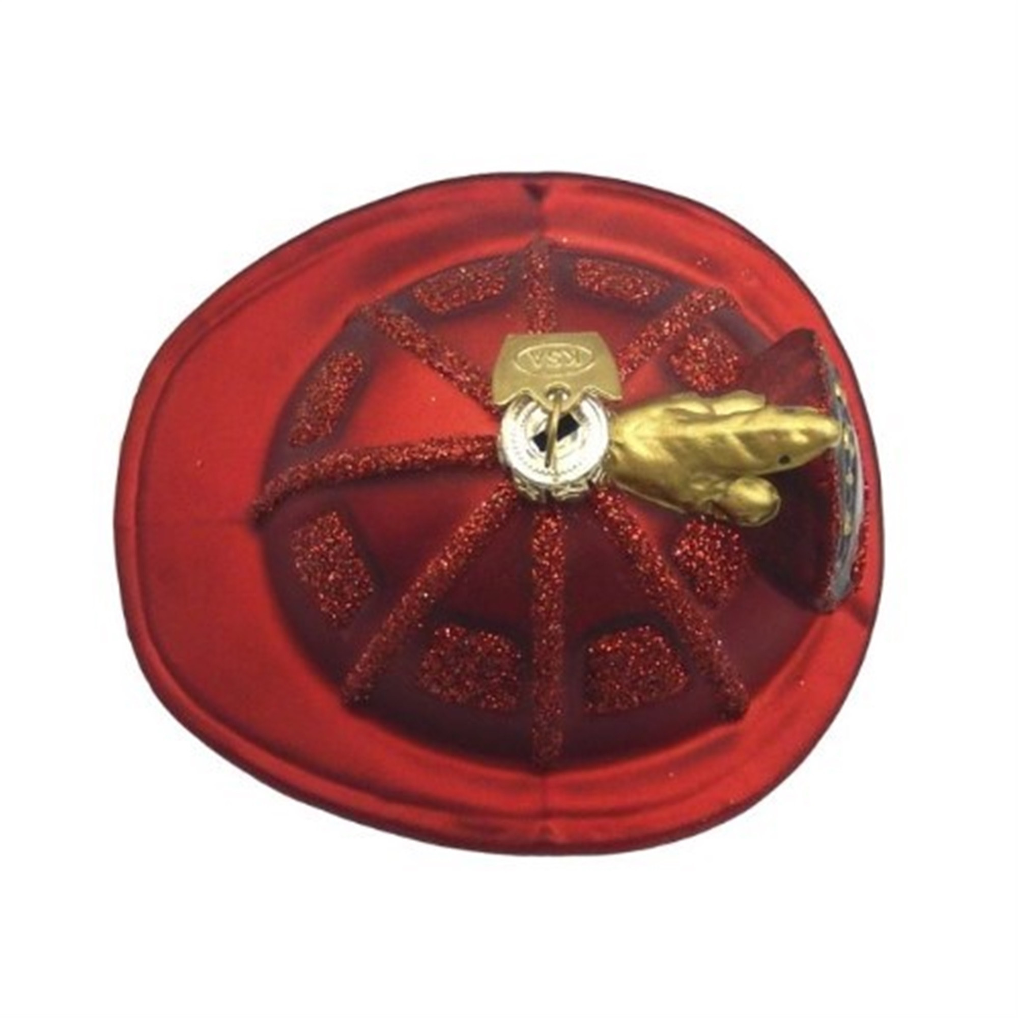 Kurt Adler Noble Gems Glass Ornament for Christmas Tree, Red Firefighter Helmet