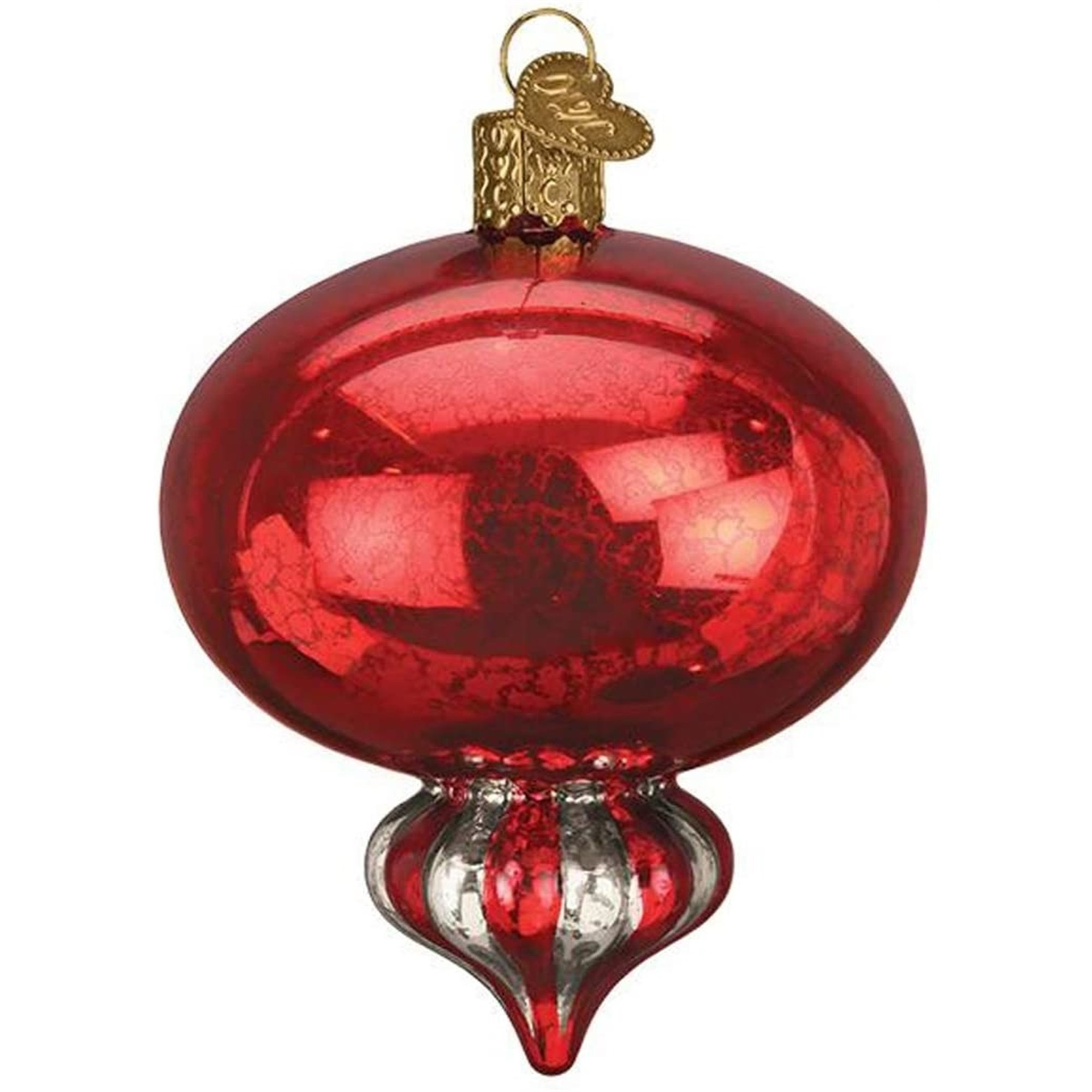Old World Christmas Glass Blown Ornament for Christmas Tree, Red Peppermint Reflection