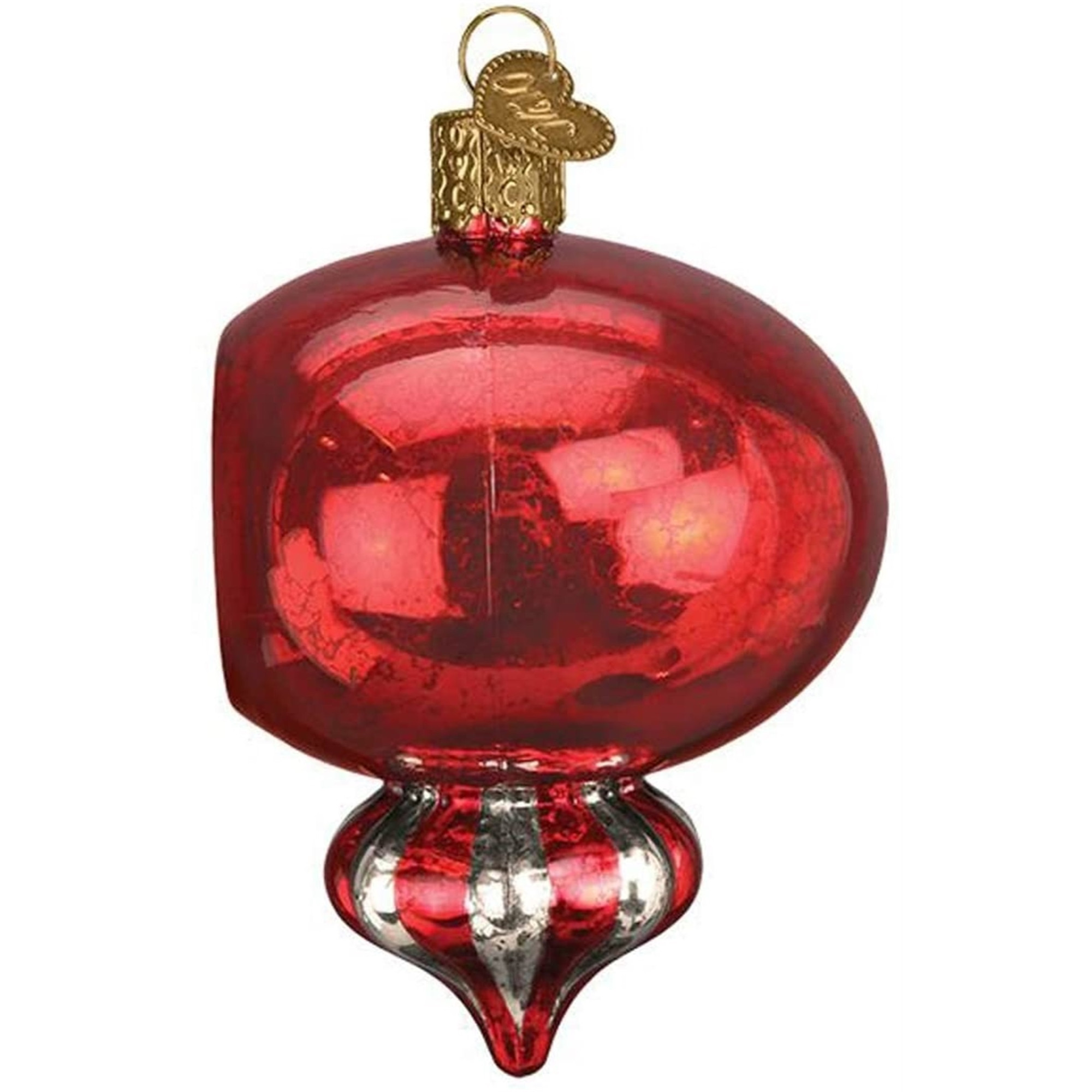 Old World Christmas Glass Blown Ornament for Christmas Tree, Red Peppermint Reflection