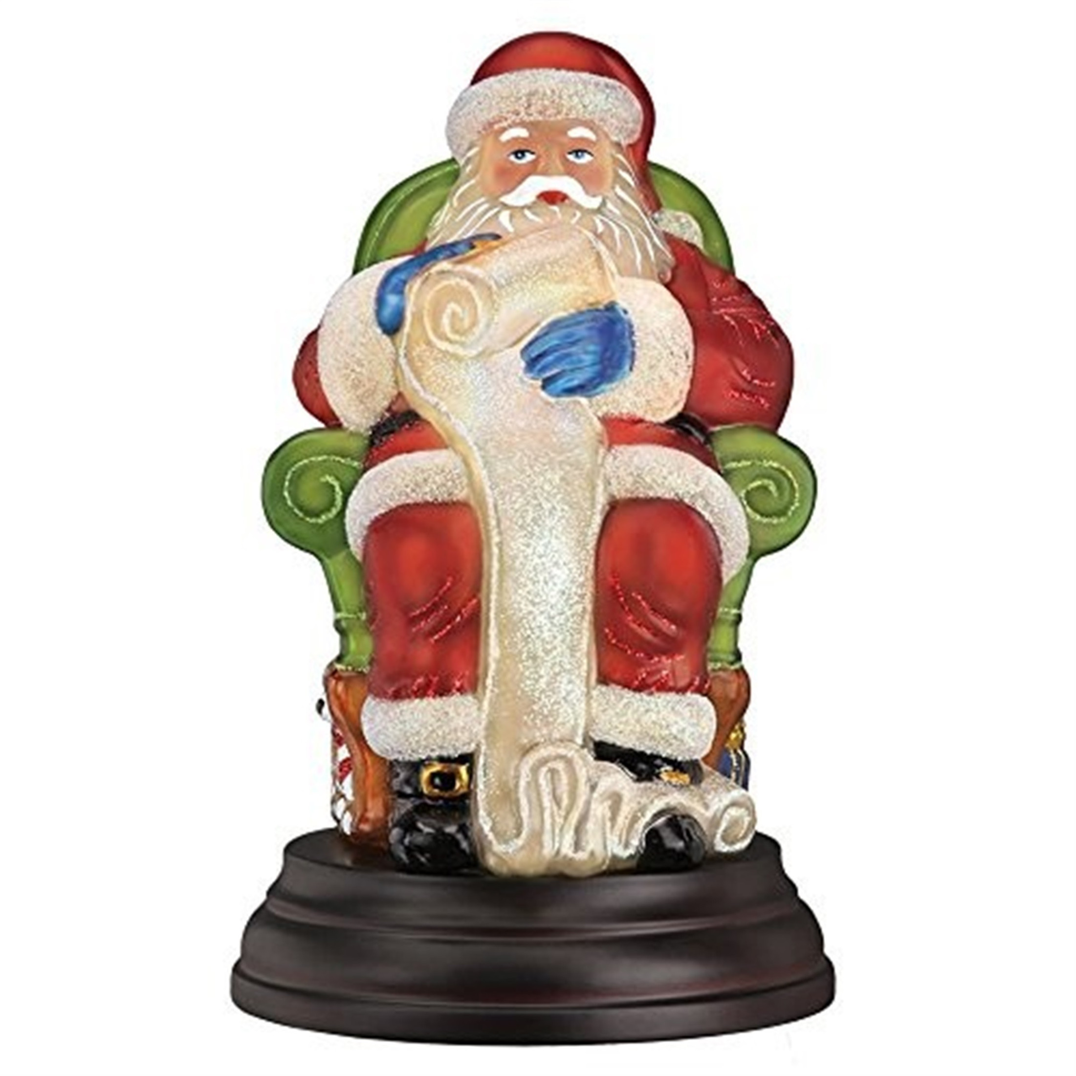 Old World Christmas Glass Blown Santa Checking His List Light Ornament