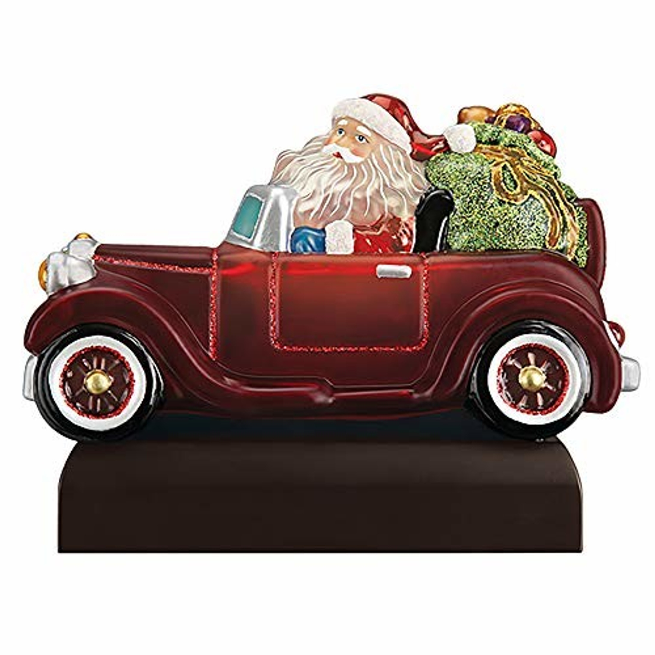 Old World Christmas Glass Blown Santa in Antique Car Light Ornament