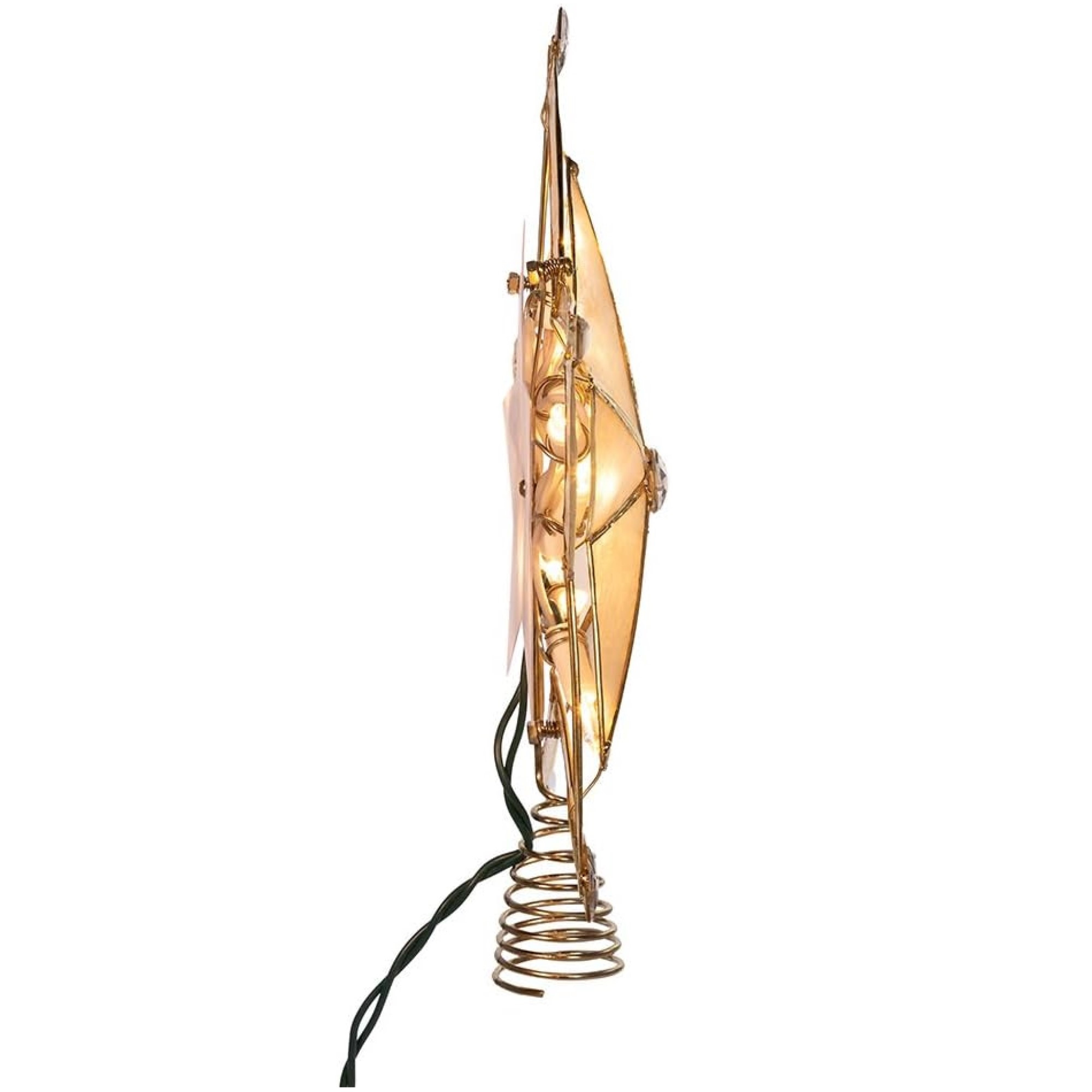 Kurt Adler 5-Point Christmas Star With Smoke Capiz Treetop, 10 inches