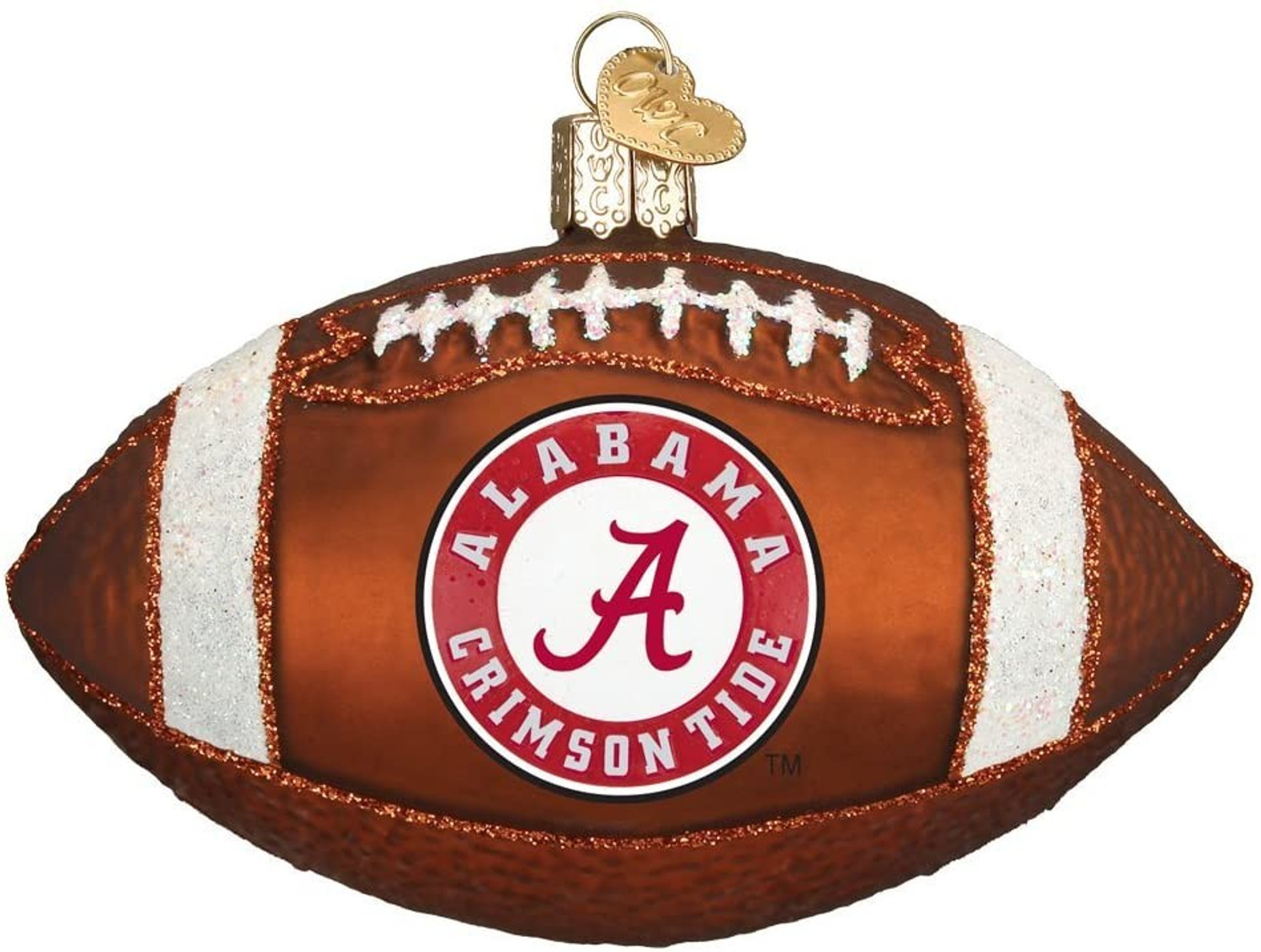 Old World Christmas 60100 Glass Blown Alabama Football Ornament
