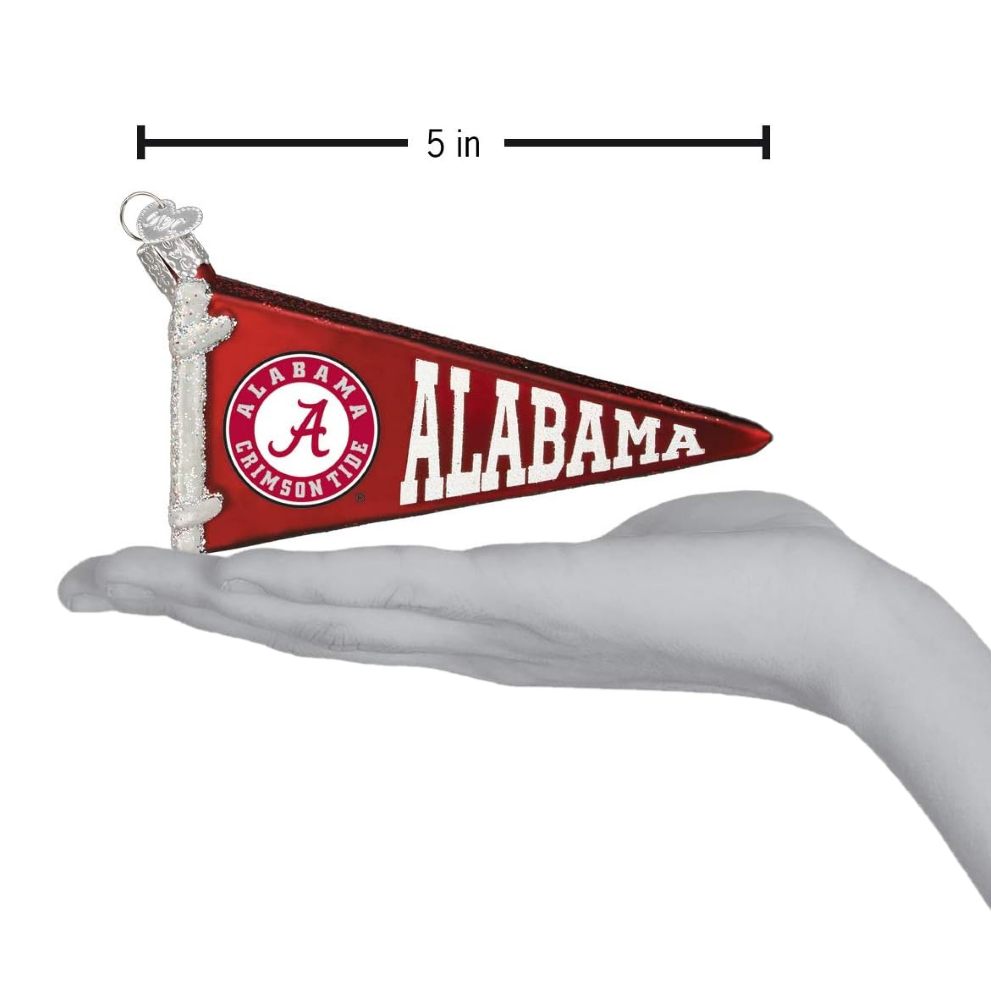 Old World Christmas Glass Blown Ornament for Christmas Tree, Alabama Pennant