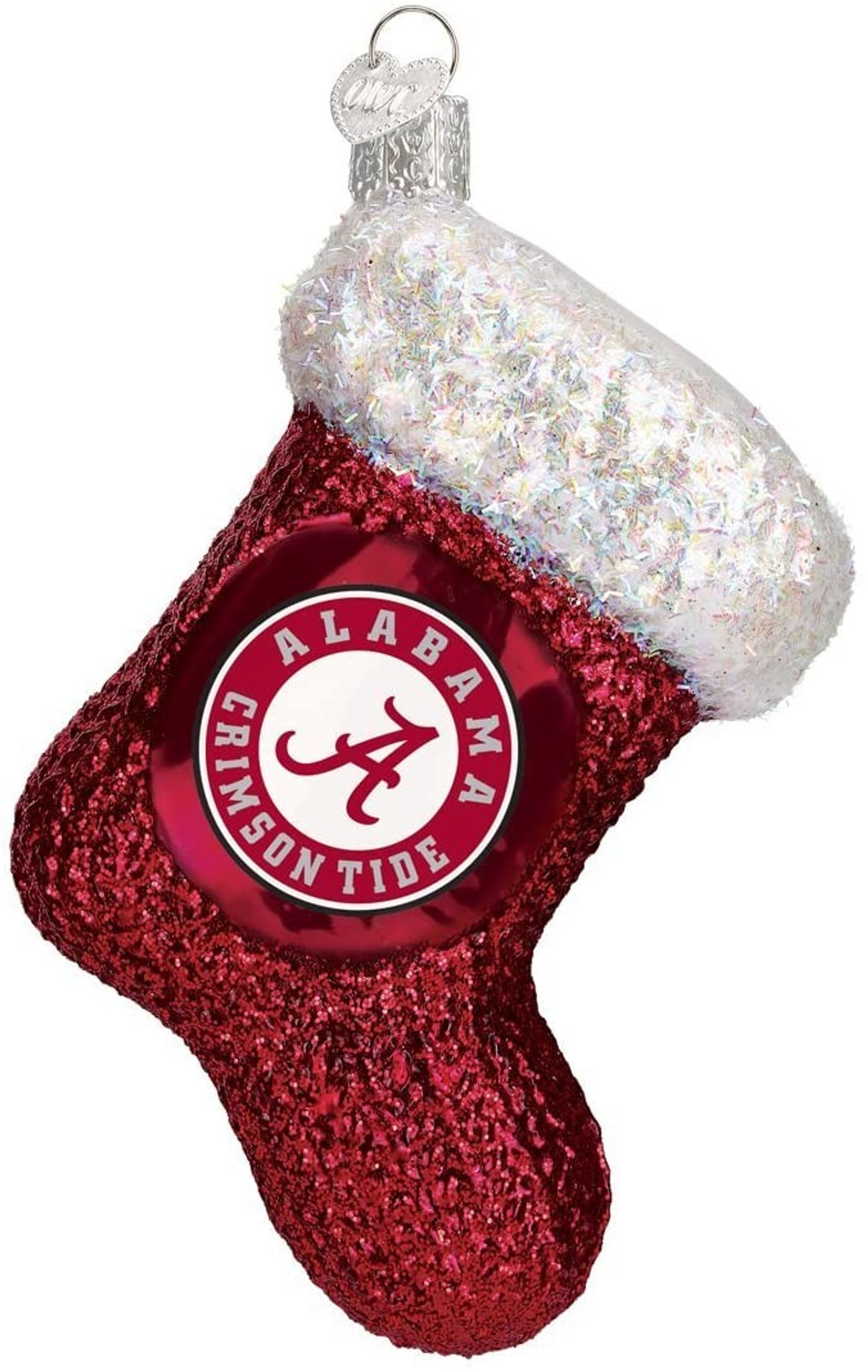 Old World Christmas Glass Blown Ornament, Alabama Stocking (With OWC Gift Box)
