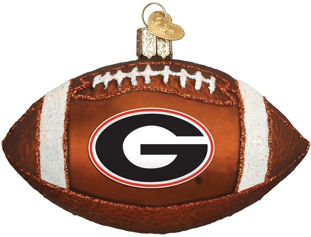 Old World Christmas 62300 Glass Blown Georgia Football Ornament