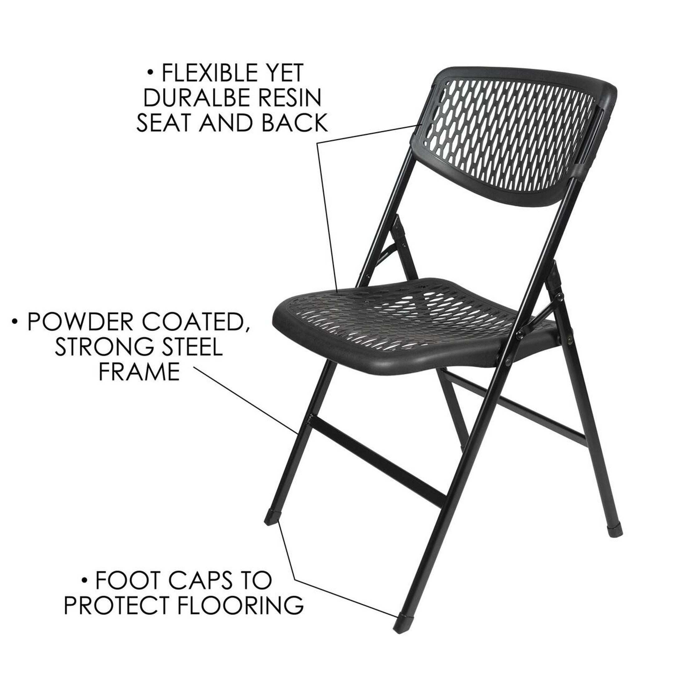 Cosco Indoor Black Plastic Mesh Standard Folding Chair- Pack of 4 Cosco Indoor Black Plastic Mesh Standard Folding Chair- Pack of 4