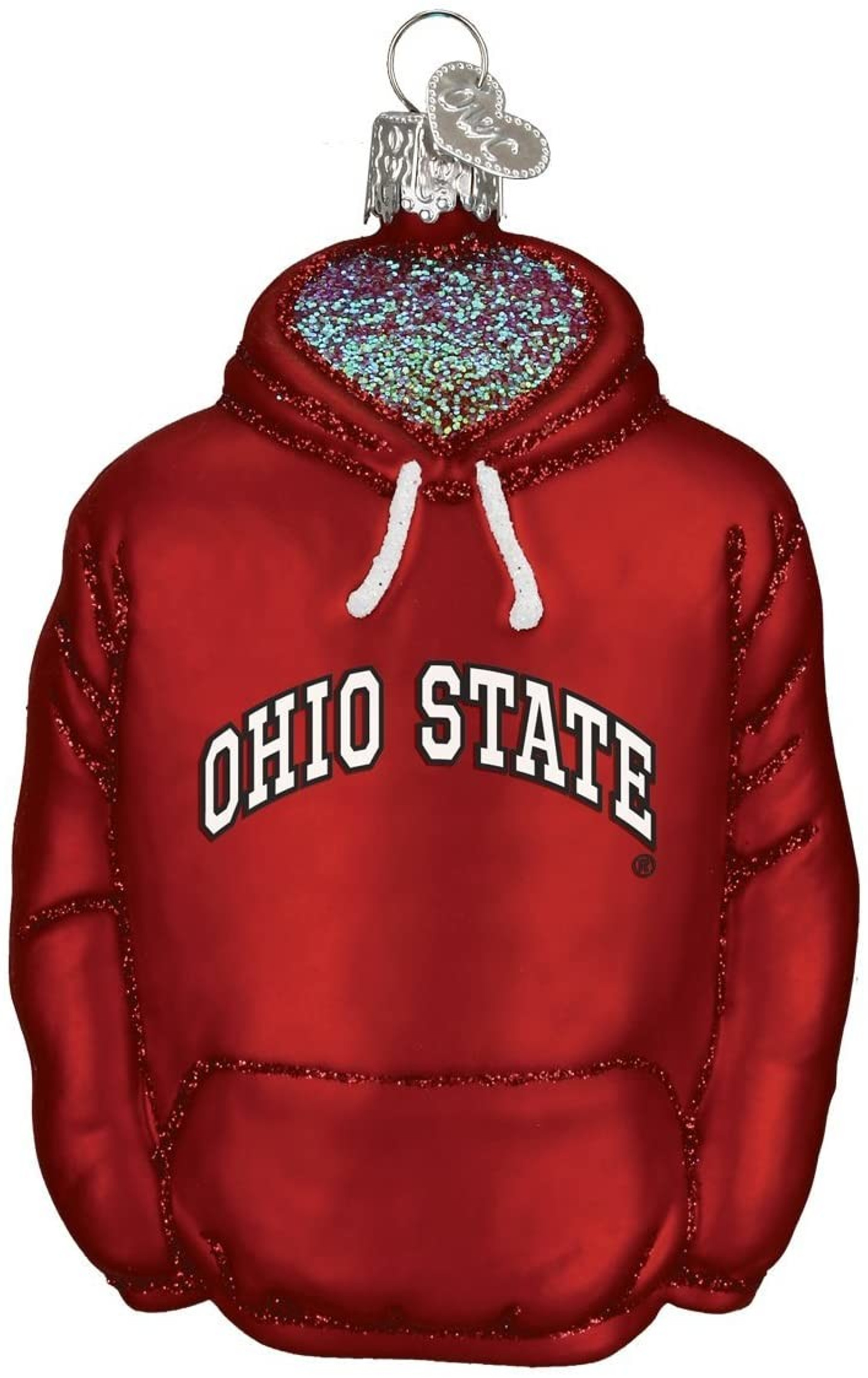 Old World Christmas 64803 Glass Blown Ohio State Hoodie Ornament