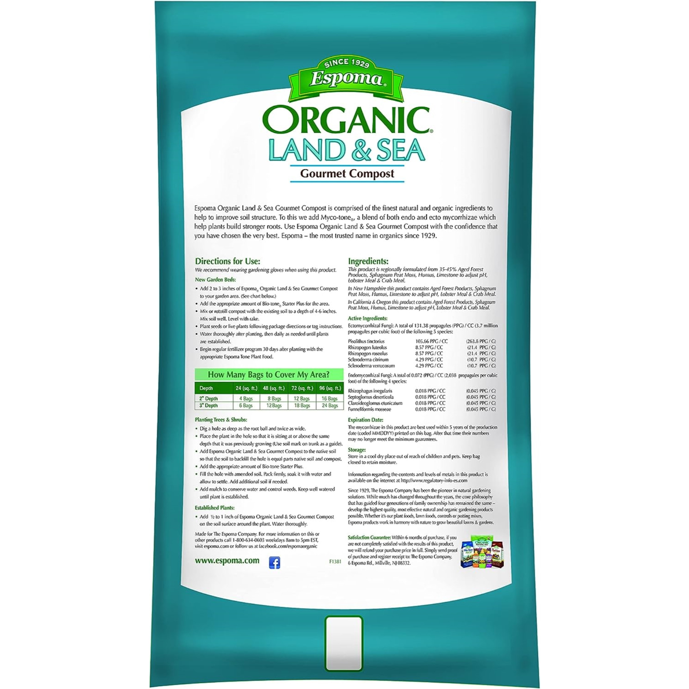 Espoma Land & Sea Gourmet Compost for Organic Gardening, Contains Lobster & Crab Meal, 1 cu ft