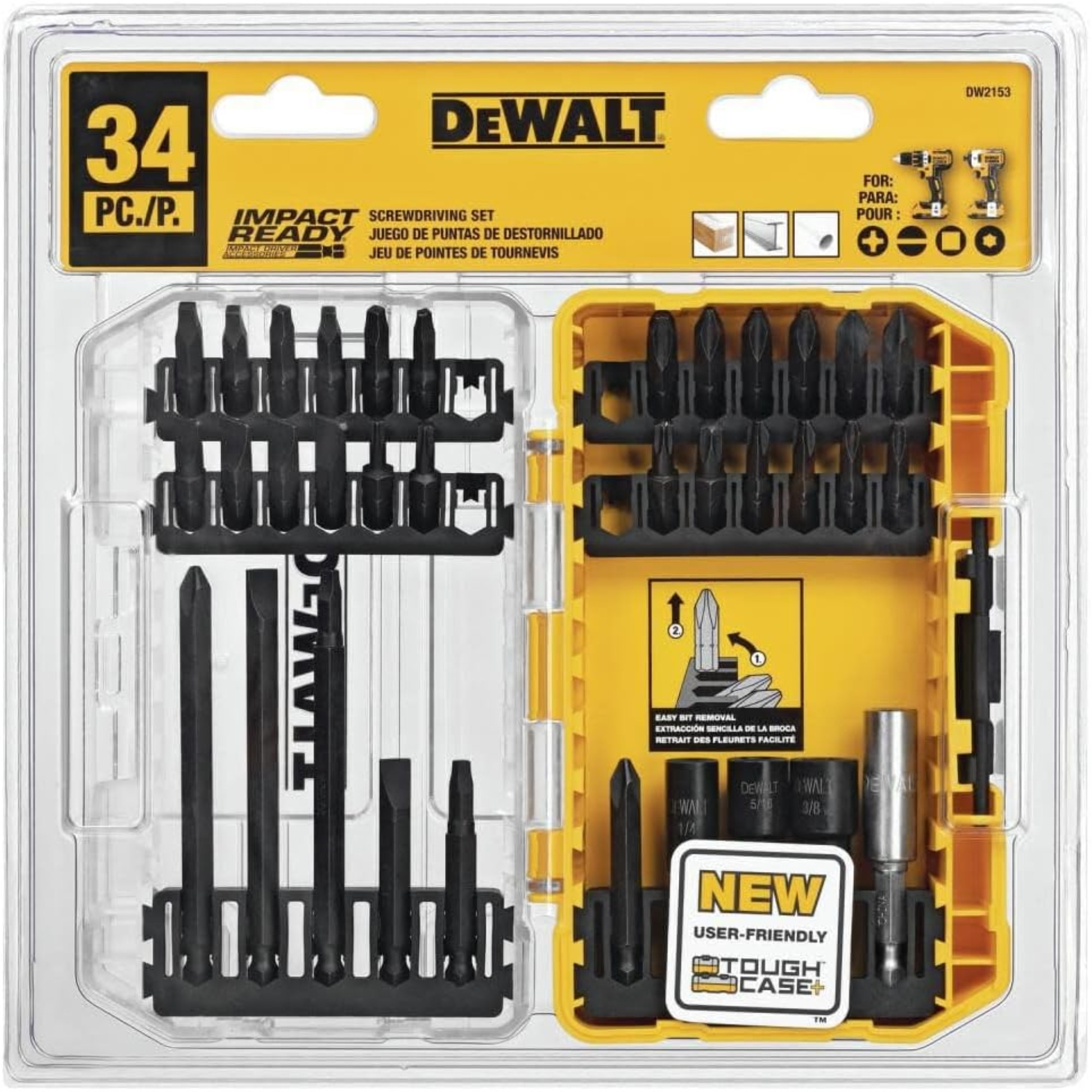 DEWALT Impact Ready Driver Bit Set for Screwdriver with Case, 34