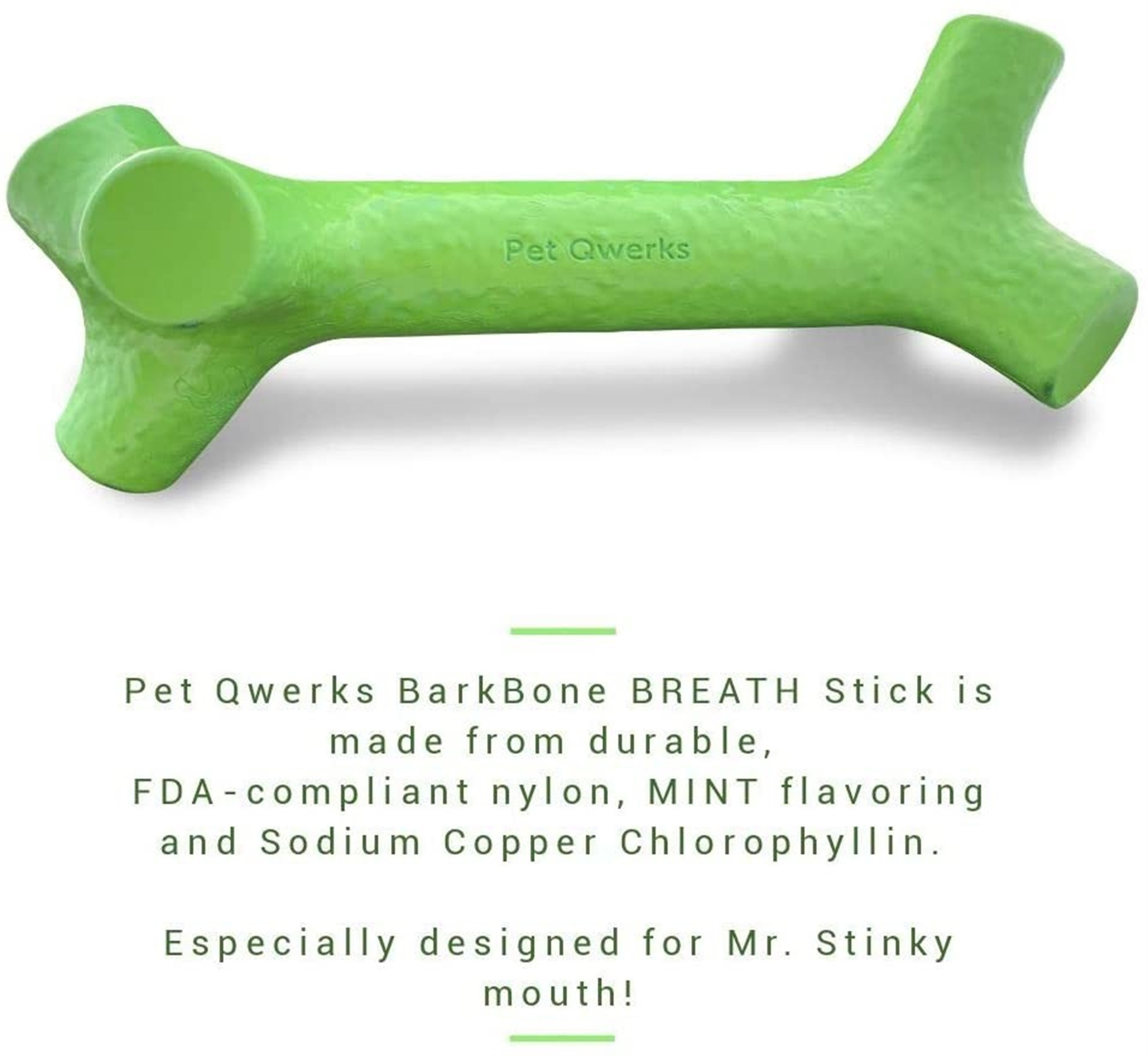 Pet Qwerks BarkBone Breath Stick For Aggressive Chewers, XL Mint flavor