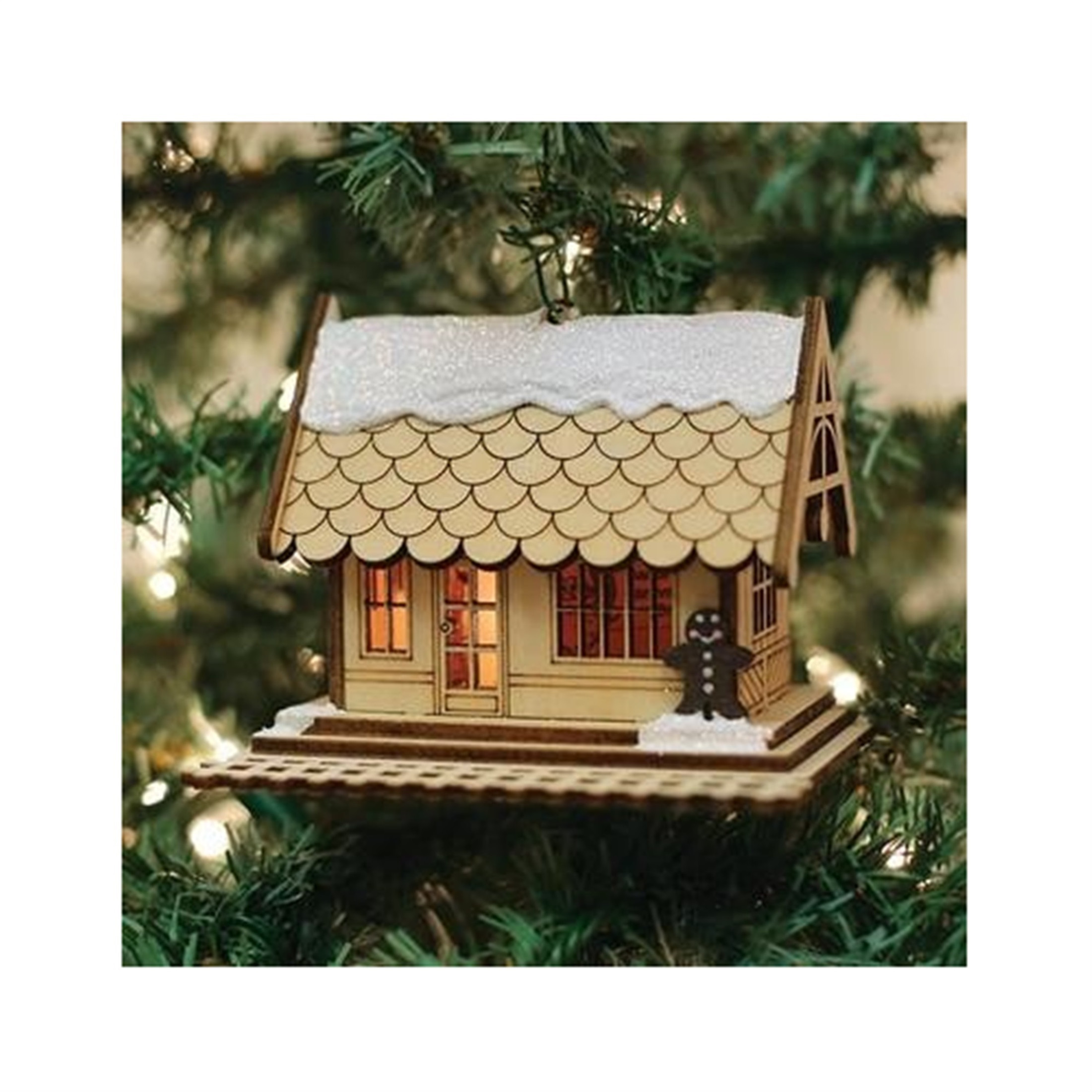 Old World Christmas Ginger Cottage Wooden Ornament for Christmas Tree, All Aboard Train Depot