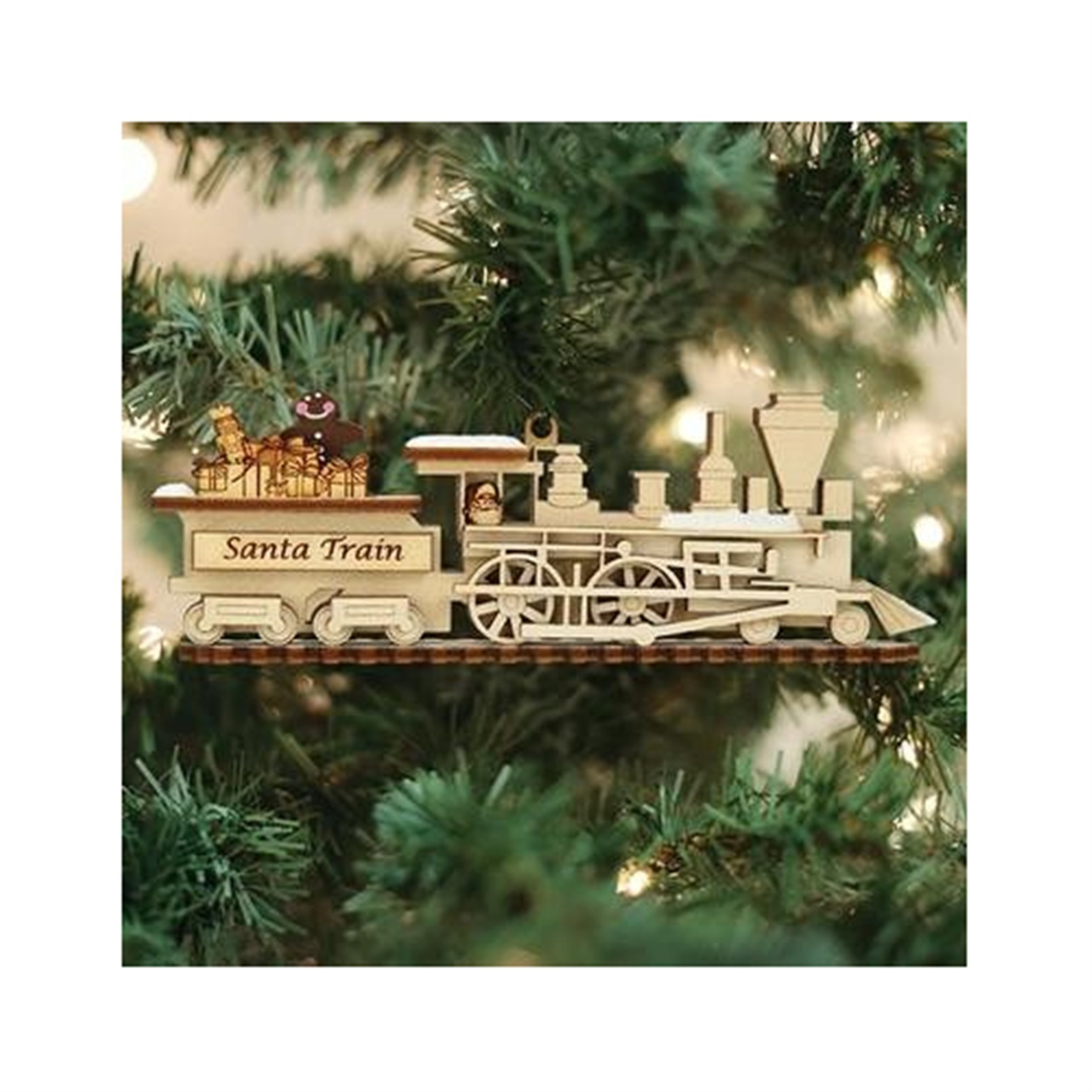 Old World Christmas Ginger Cottage Wooden Ornament for Christmas Tree, Santa Train