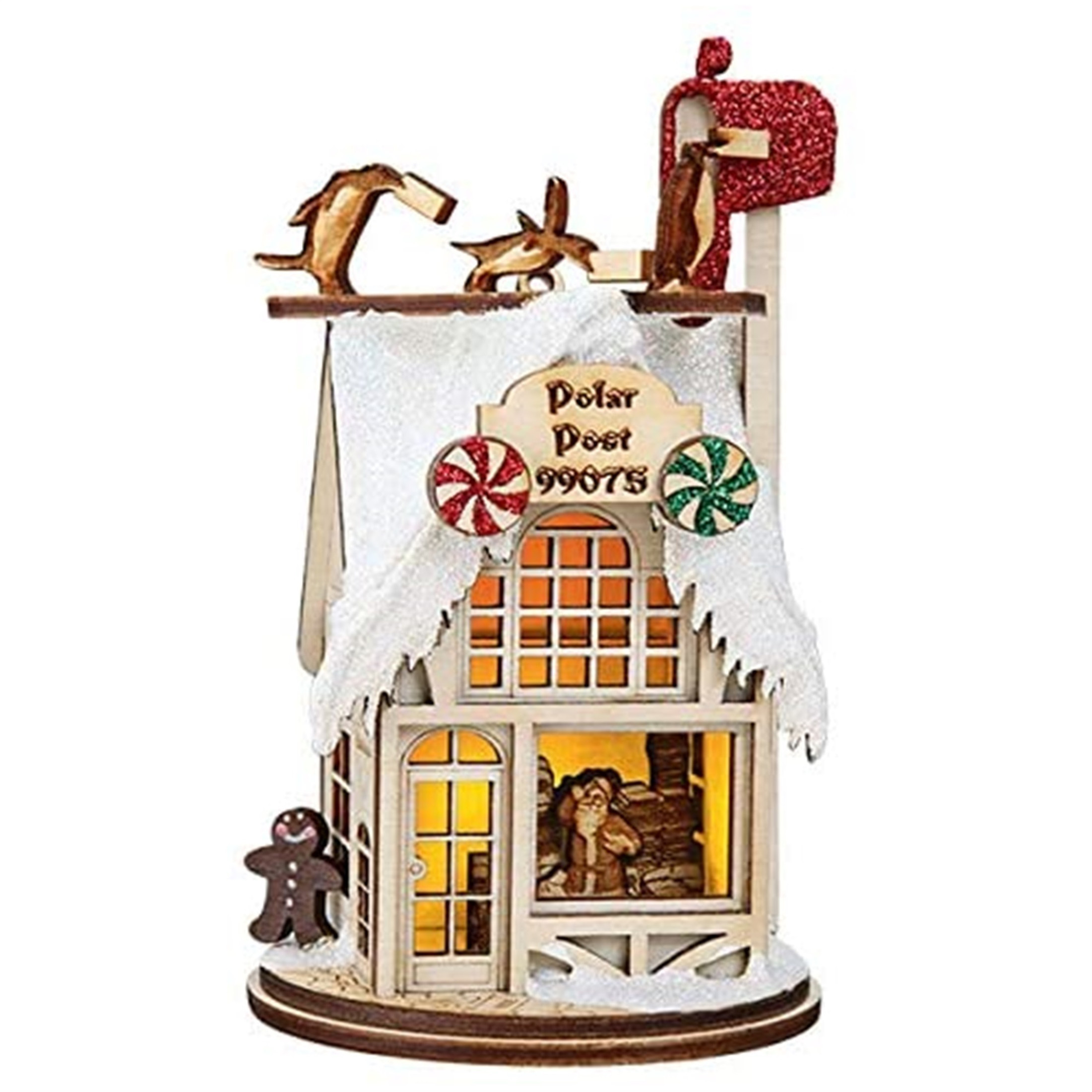 Old World Christmas Ginger Cottage Wooden Ornament for Christmas Tree, Polar Post Office