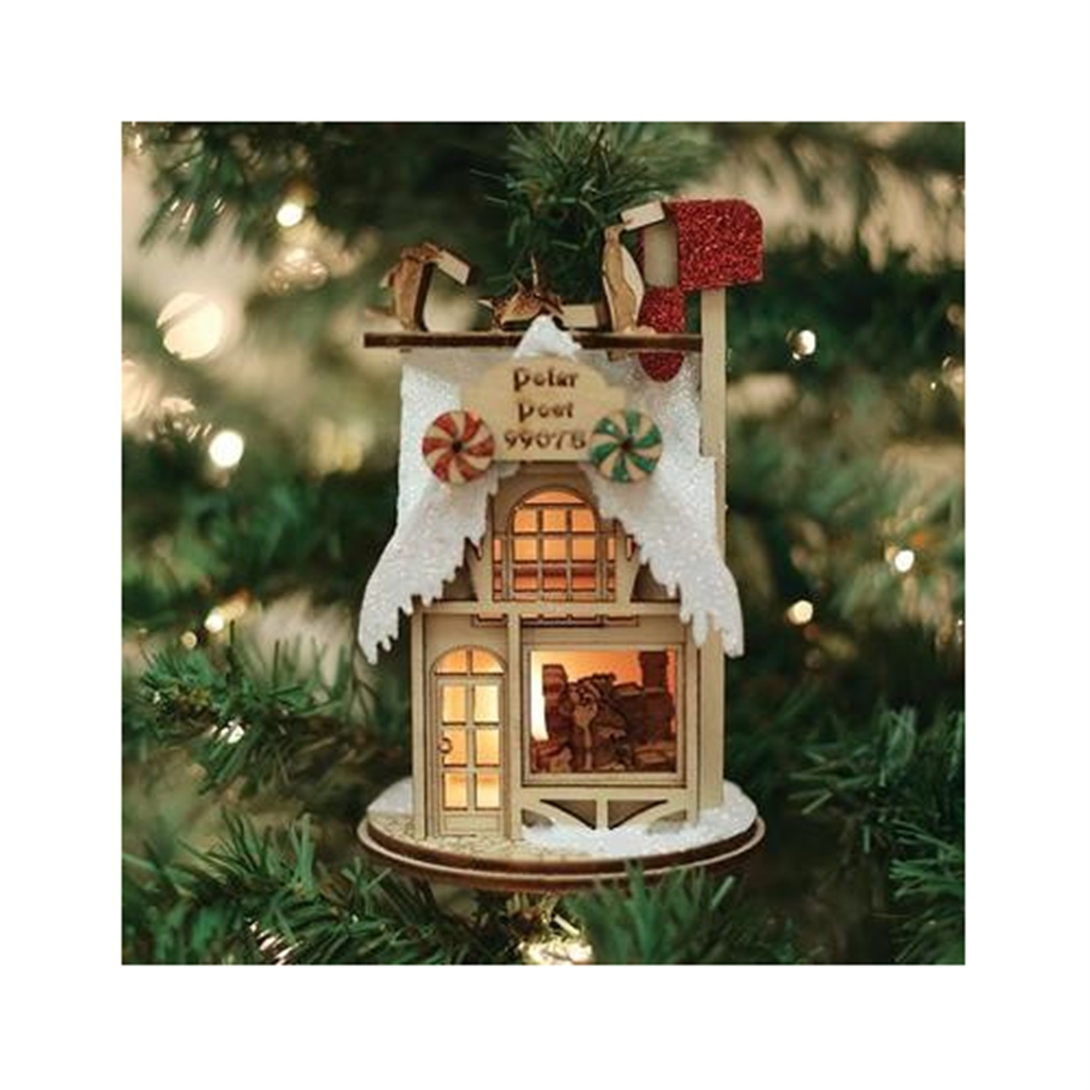 Old World Christmas Ginger Cottage Wooden Ornament for Christmas Tree, Polar Post Office