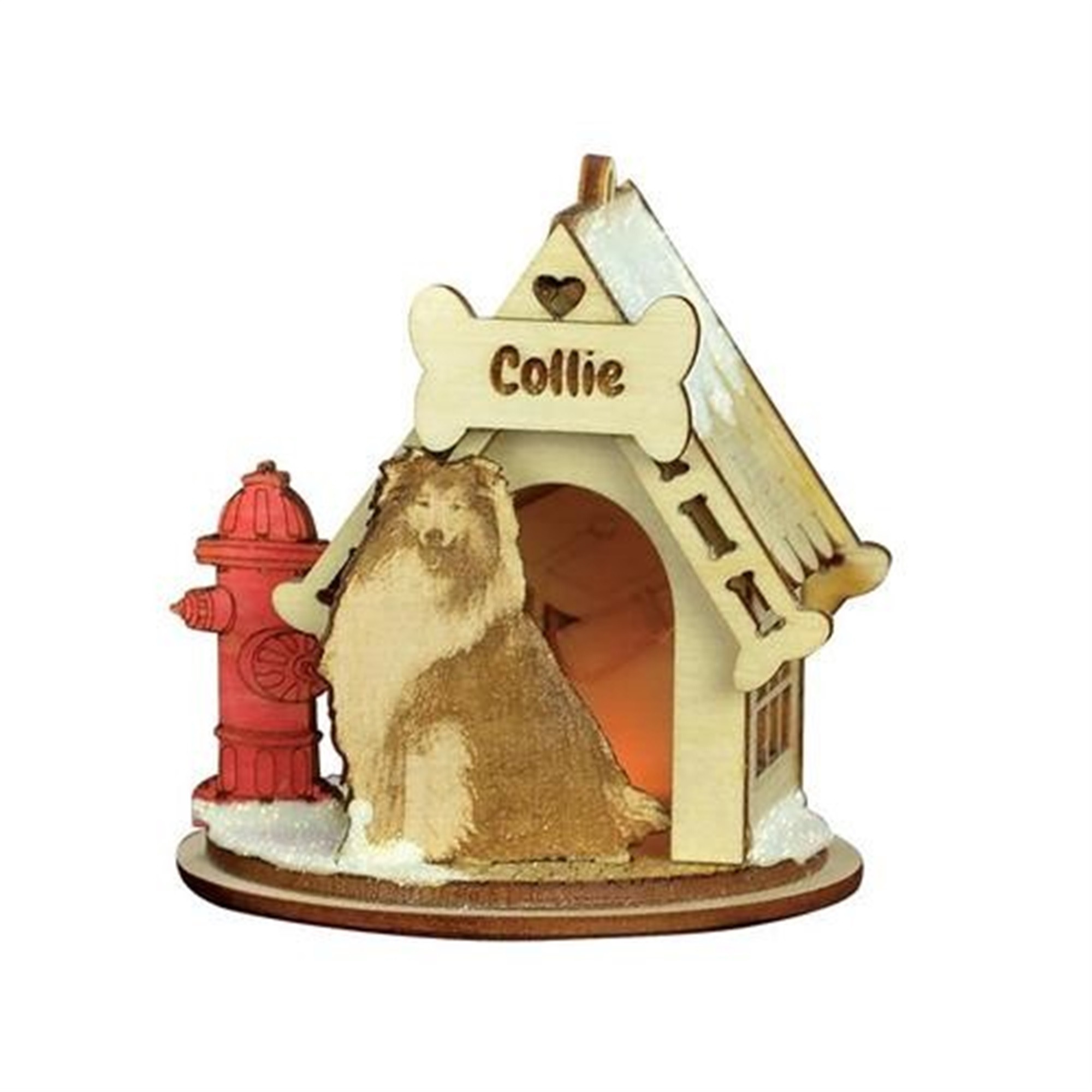 Old World Christmas K-9 Cottage Wooden Doghouse Ornament for Christmas Tree, Collie
