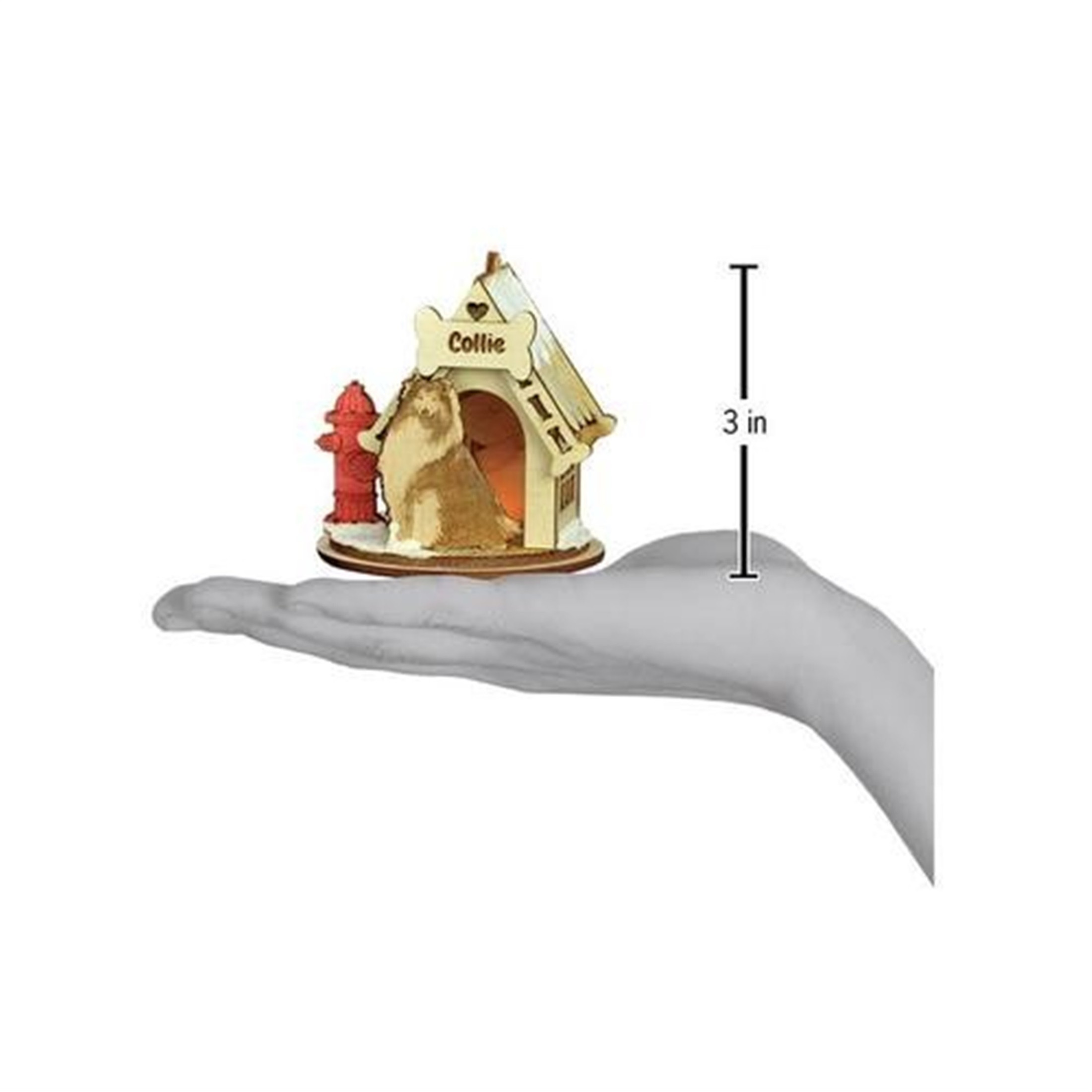 Old World Christmas K-9 Cottage Wooden Doghouse Ornament for Christmas Tree, Collie