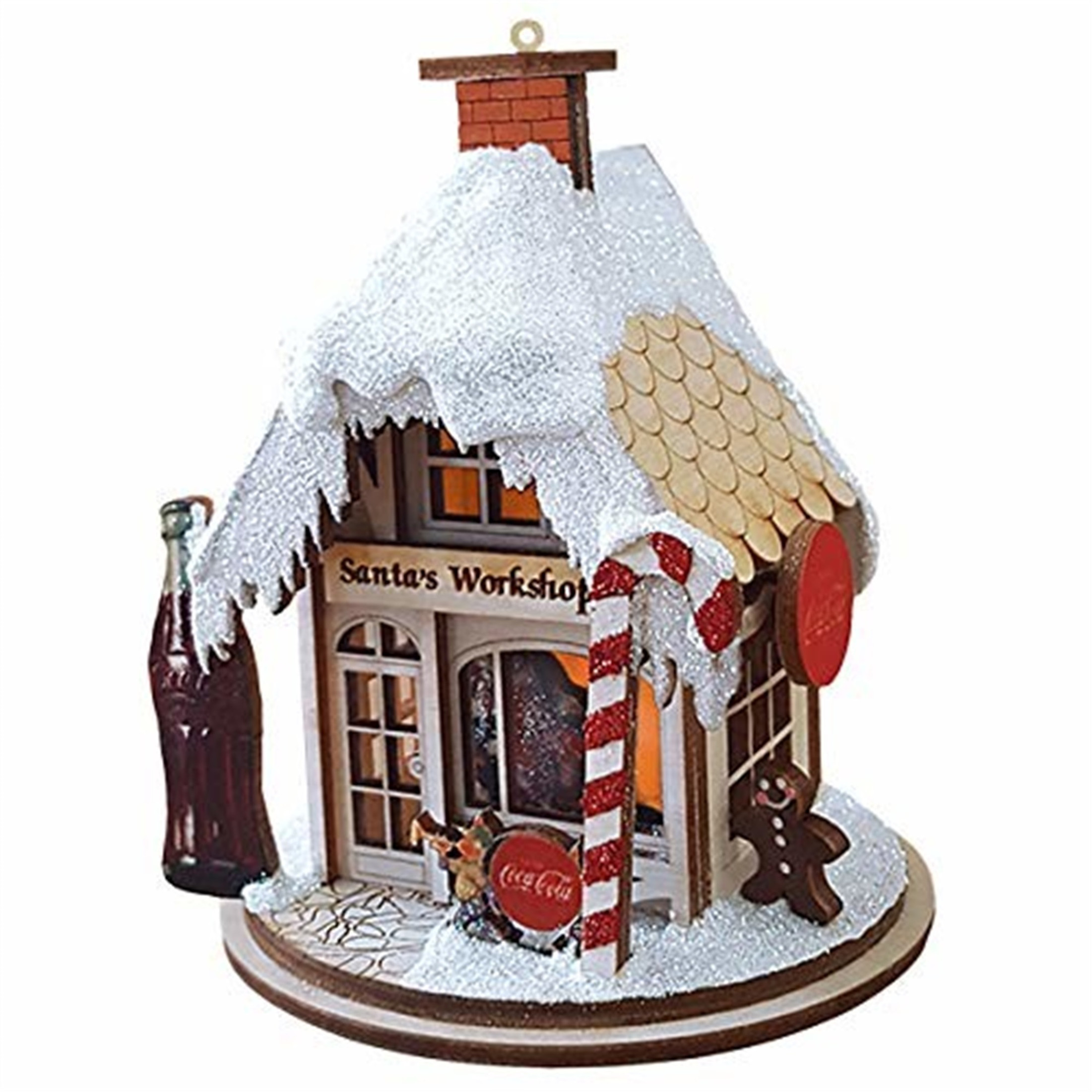 Old World Christmas Ginger Cottage Wooden Ornament for Christmas Tree, Santa's Workshop